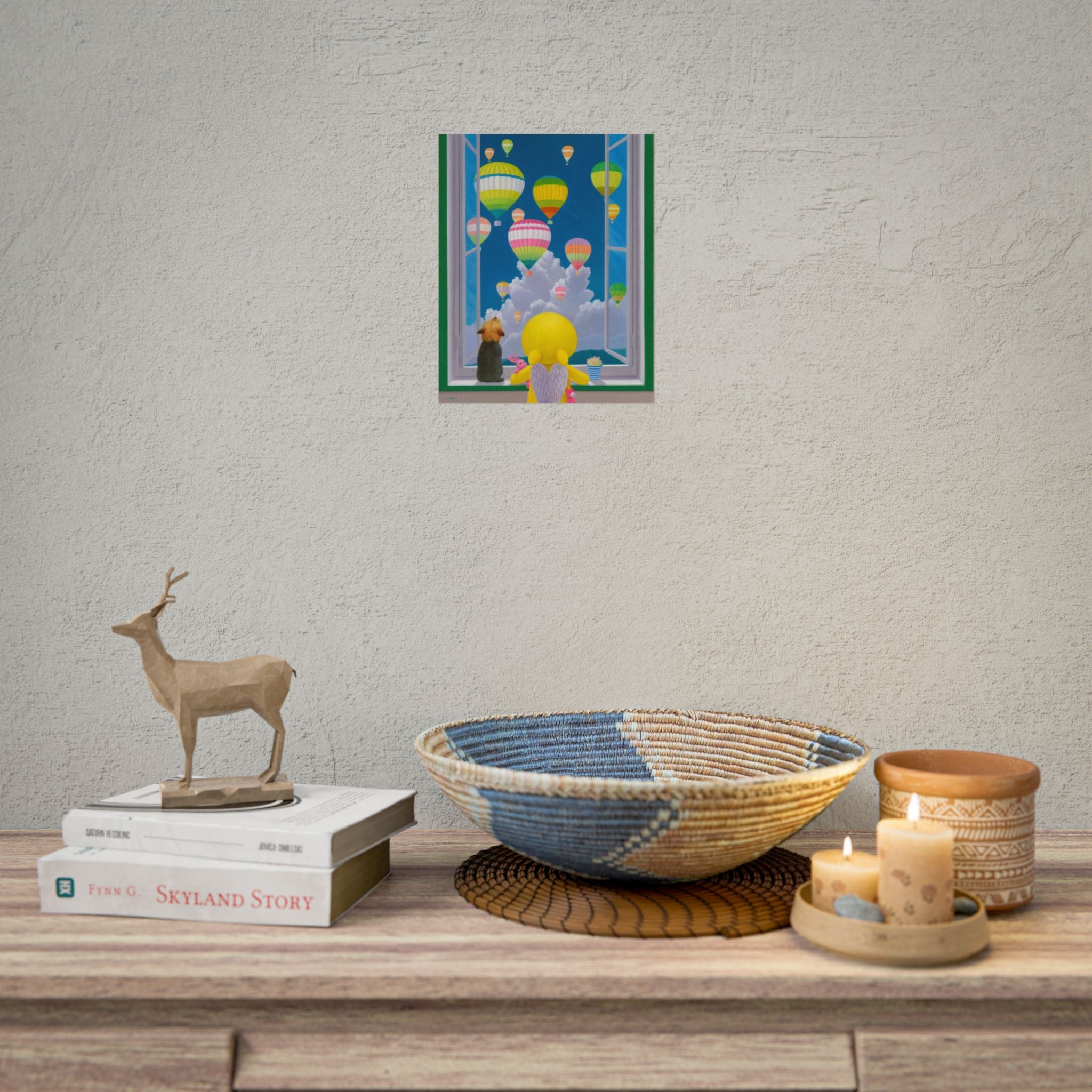 Dreams in the Sky Art Poster, Cute Animal Decor, Christmas Wall Art, Kids Room Decoration, Gift for Animal Lovers