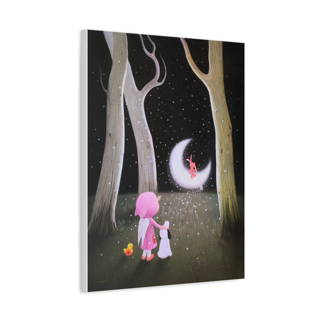 Little Girl with the Moon - Chinese Contemporary artist - Canvas Print - Artwork for kids