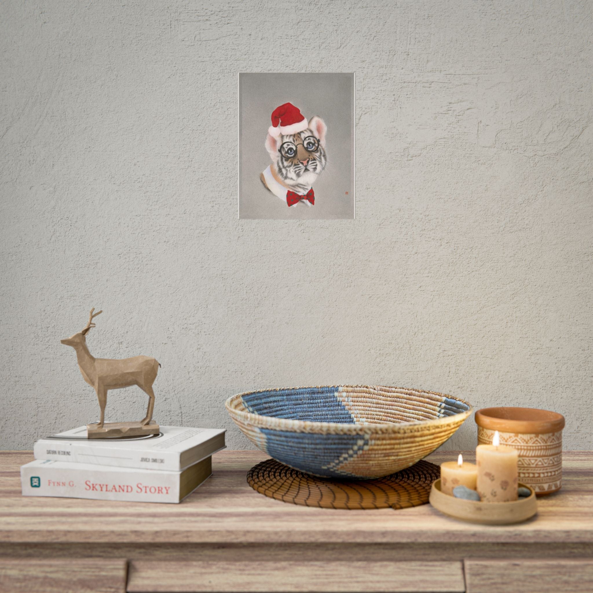 Christmas tiger Art Poster, Cute Animal Decor, Christmas Wall Art, Kids Room Decoration, Gift for Animal Lovers