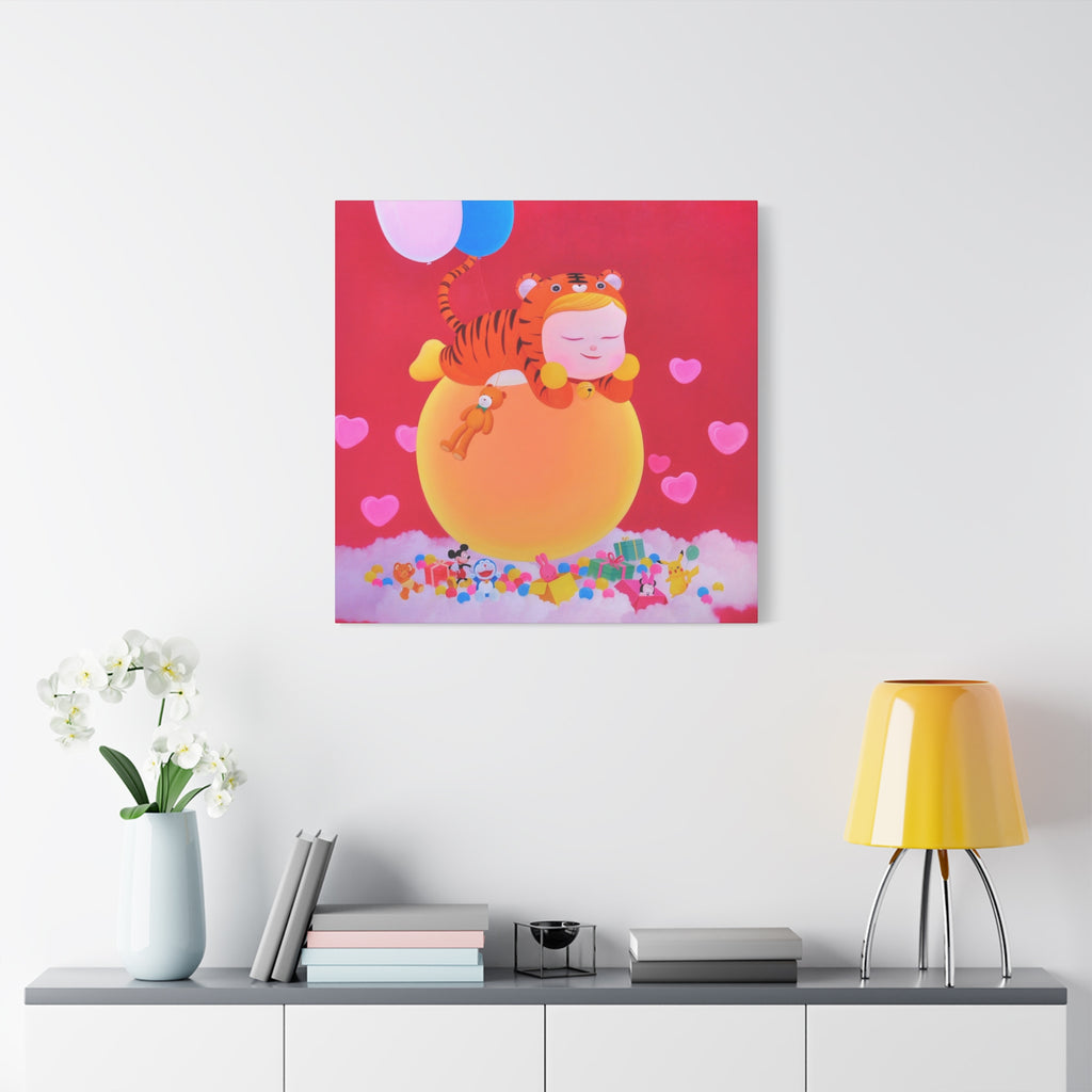 Little Girl with The Teddy Bear - Chinese Contemporary artist - Canvas Print - Artwork for kids