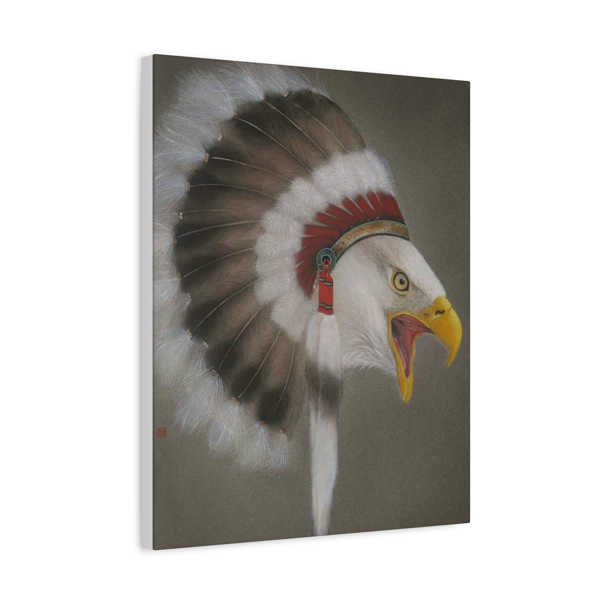 Chief Eagle -  Chinese  Contemporary watercolor painting - Canvas Print - Gift for New Year