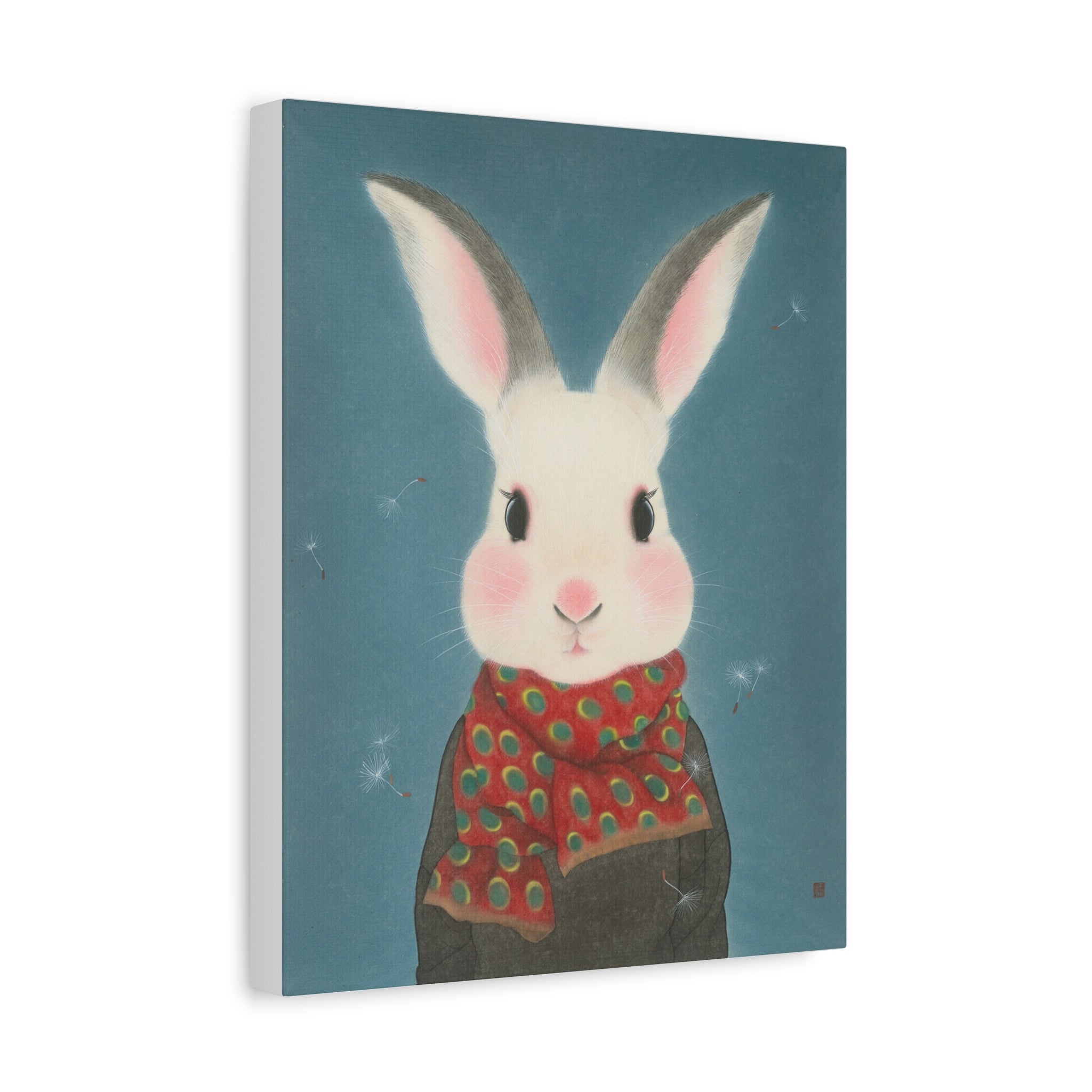 Rabbit with scarf Chinese  Contemporary watercolor painting - Canvas Print