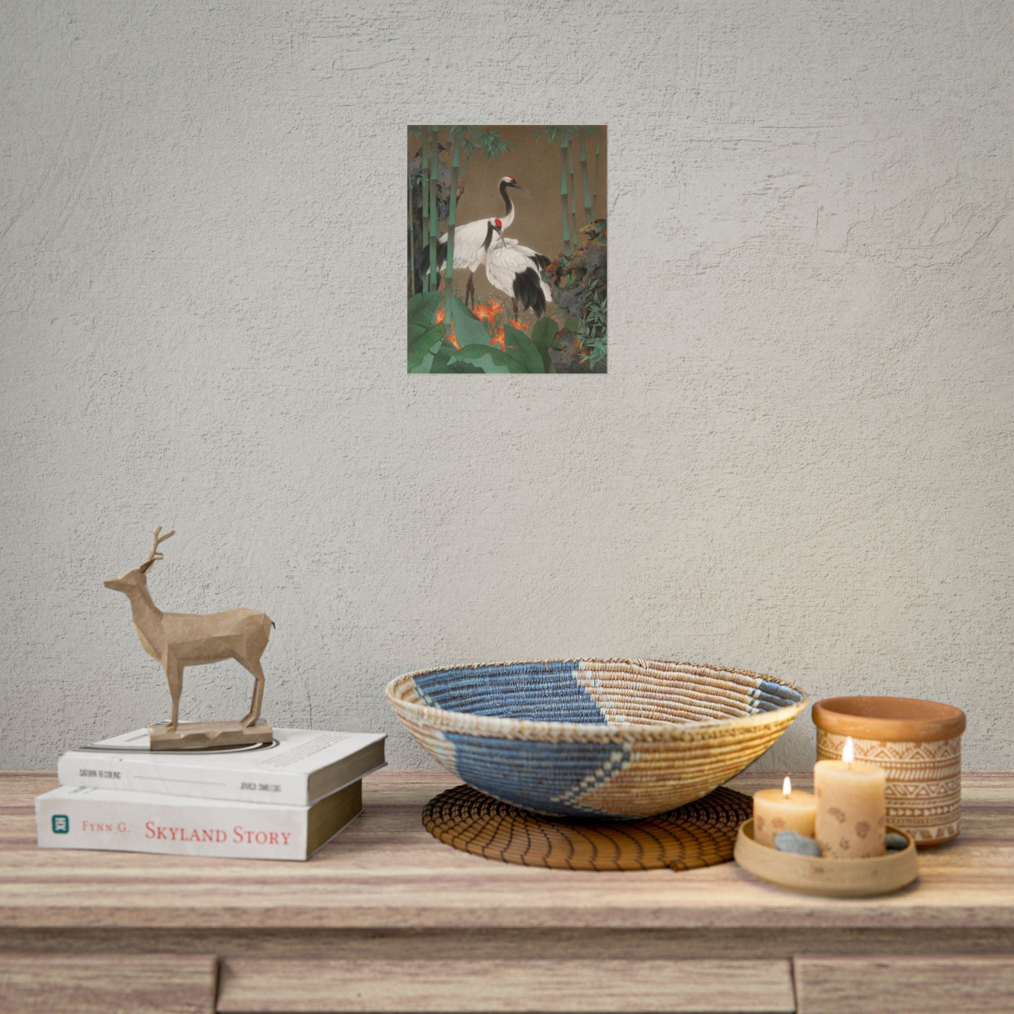 Red-crowned Crane Art Poster, Cute Animal Decor, Christmas Wall Art, Kids Room Decoration, Gift for Animal Lovers