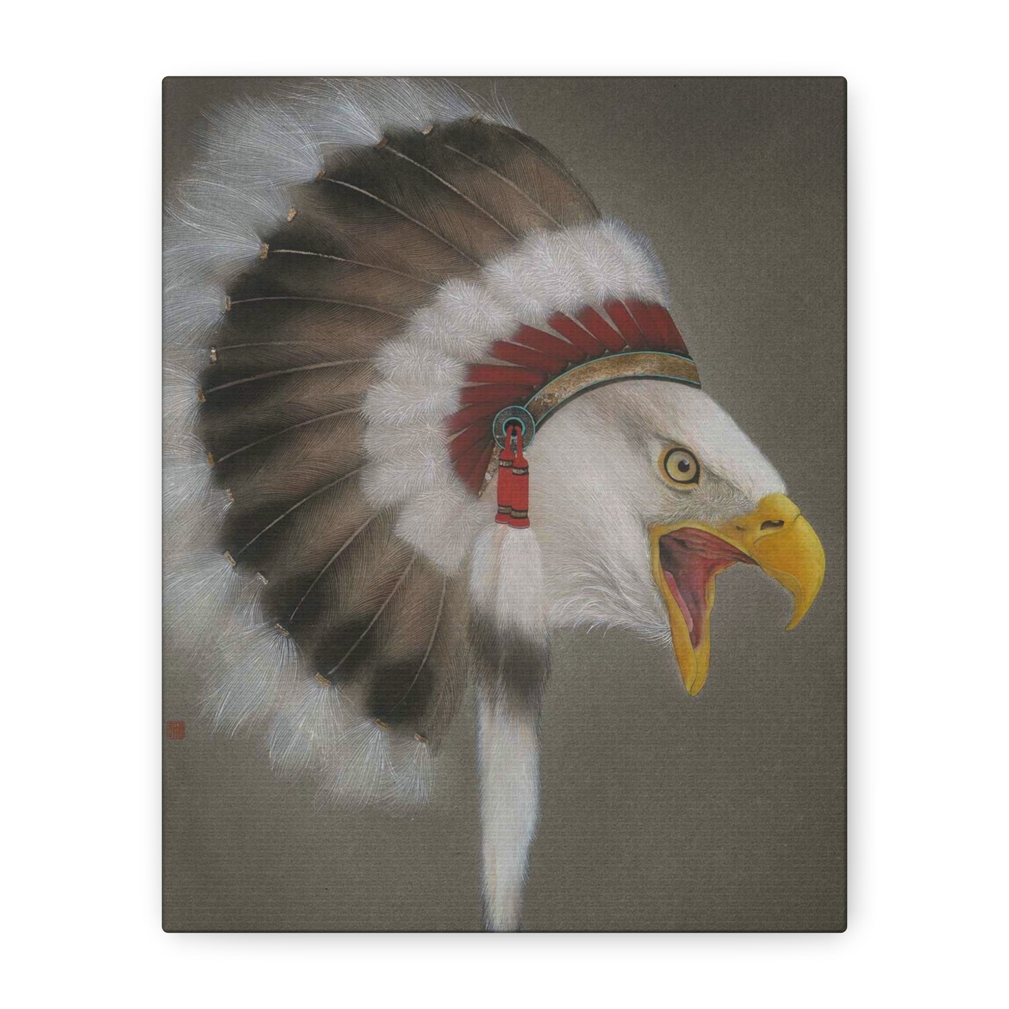 Chief Eagle -  Chinese  Contemporary watercolor painting - Canvas Print - Gift for New Year