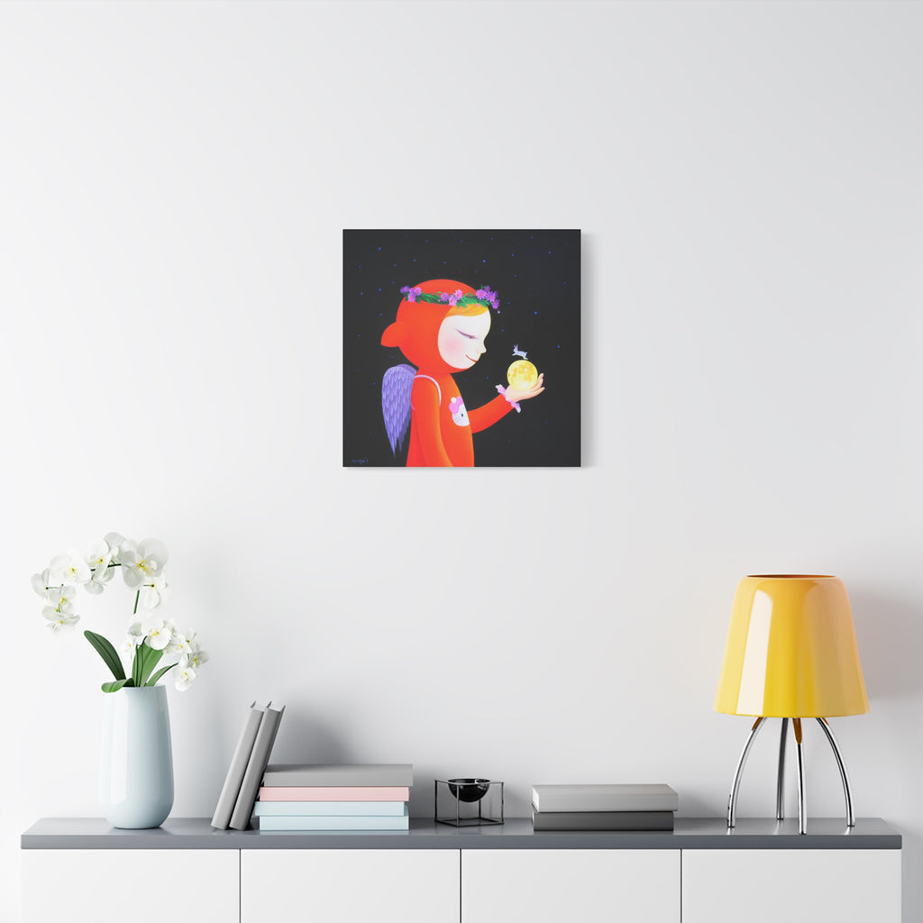 Little Girl with the Moon - Chinese Contemporary artist - Canvas Print - Artwork for kids