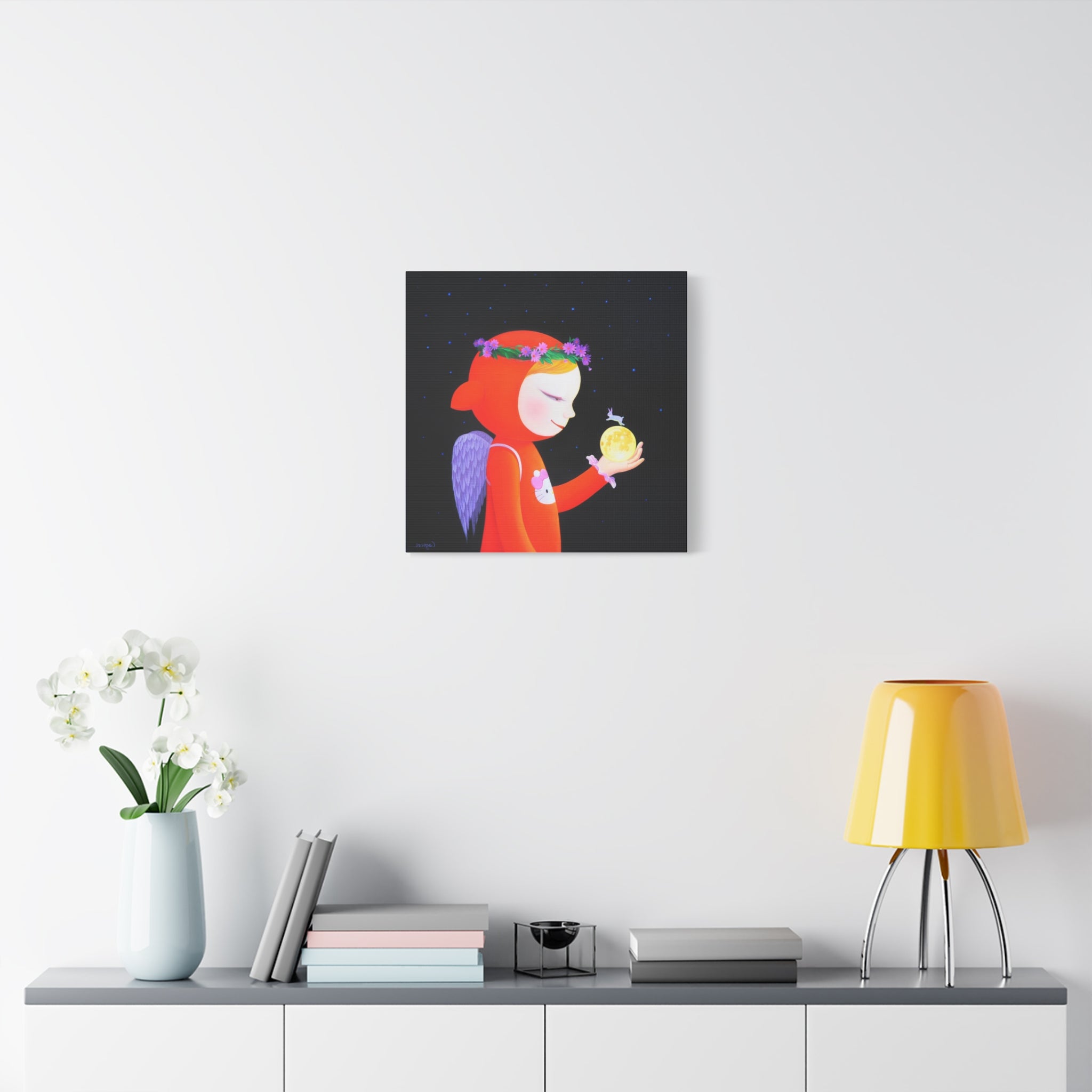 Little Girl with the Moon - Chinese Contemporary artist - Canvas Print - Artwork for kids