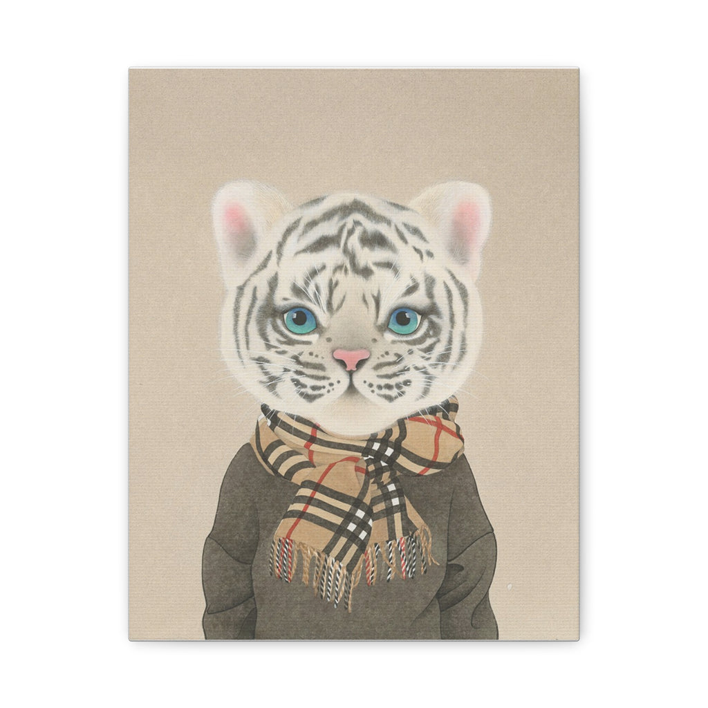 Tiger with scarf -  Chinese  Contemporary watercolor painting - Canvas Print