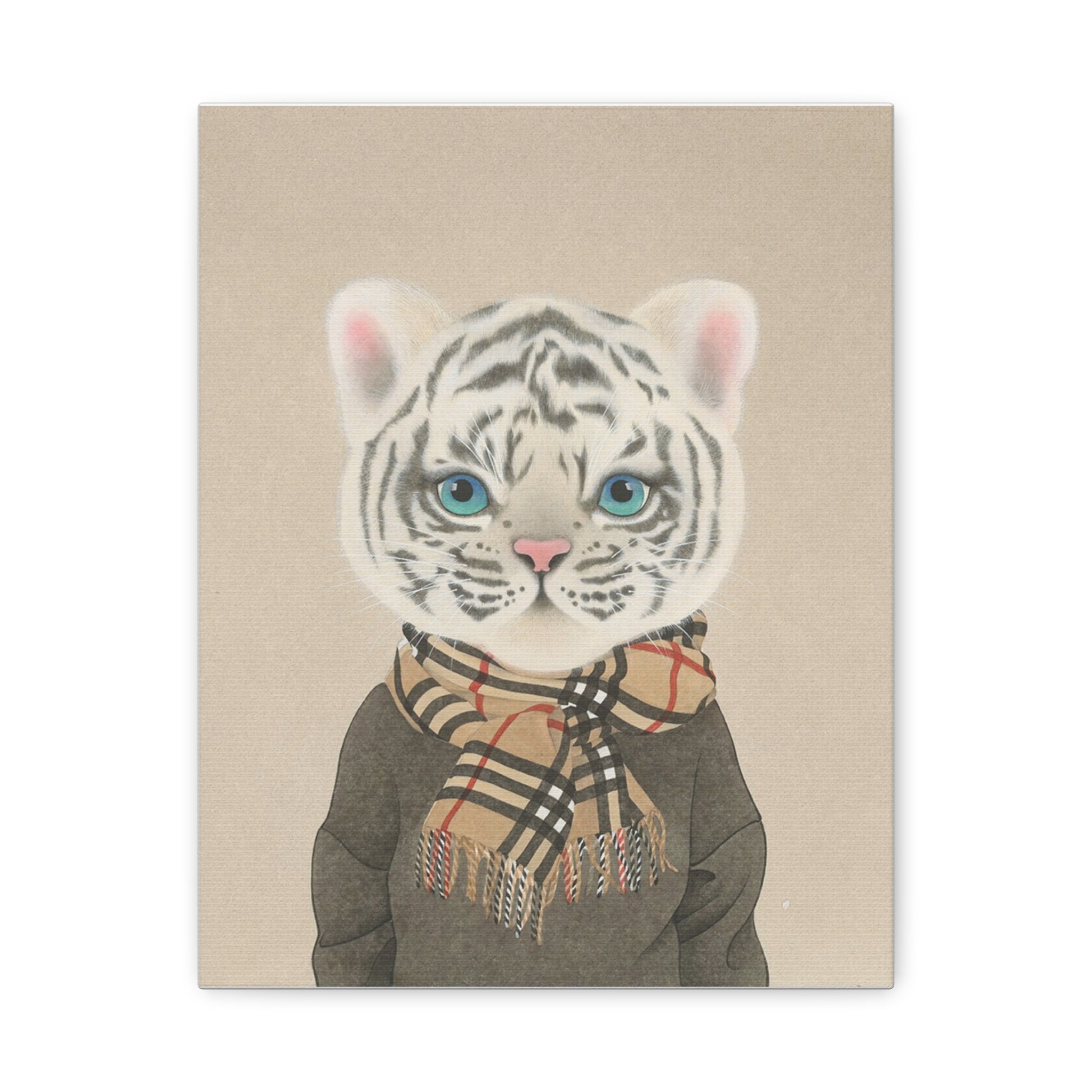 Tiger with scarf -  Chinese  Contemporary watercolor painting - Canvas Print