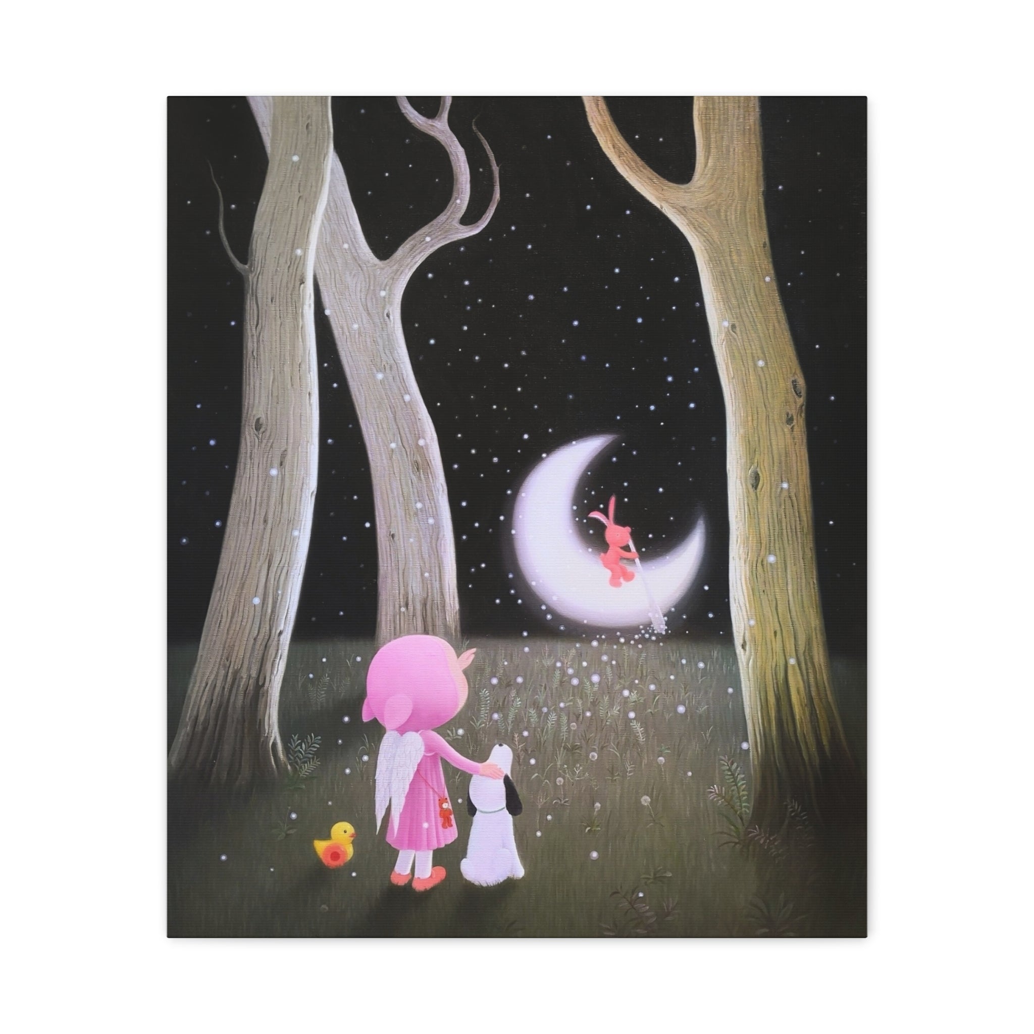 Little Girl with the Moon - Chinese Contemporary artist - Canvas Print - Artwork for kids
