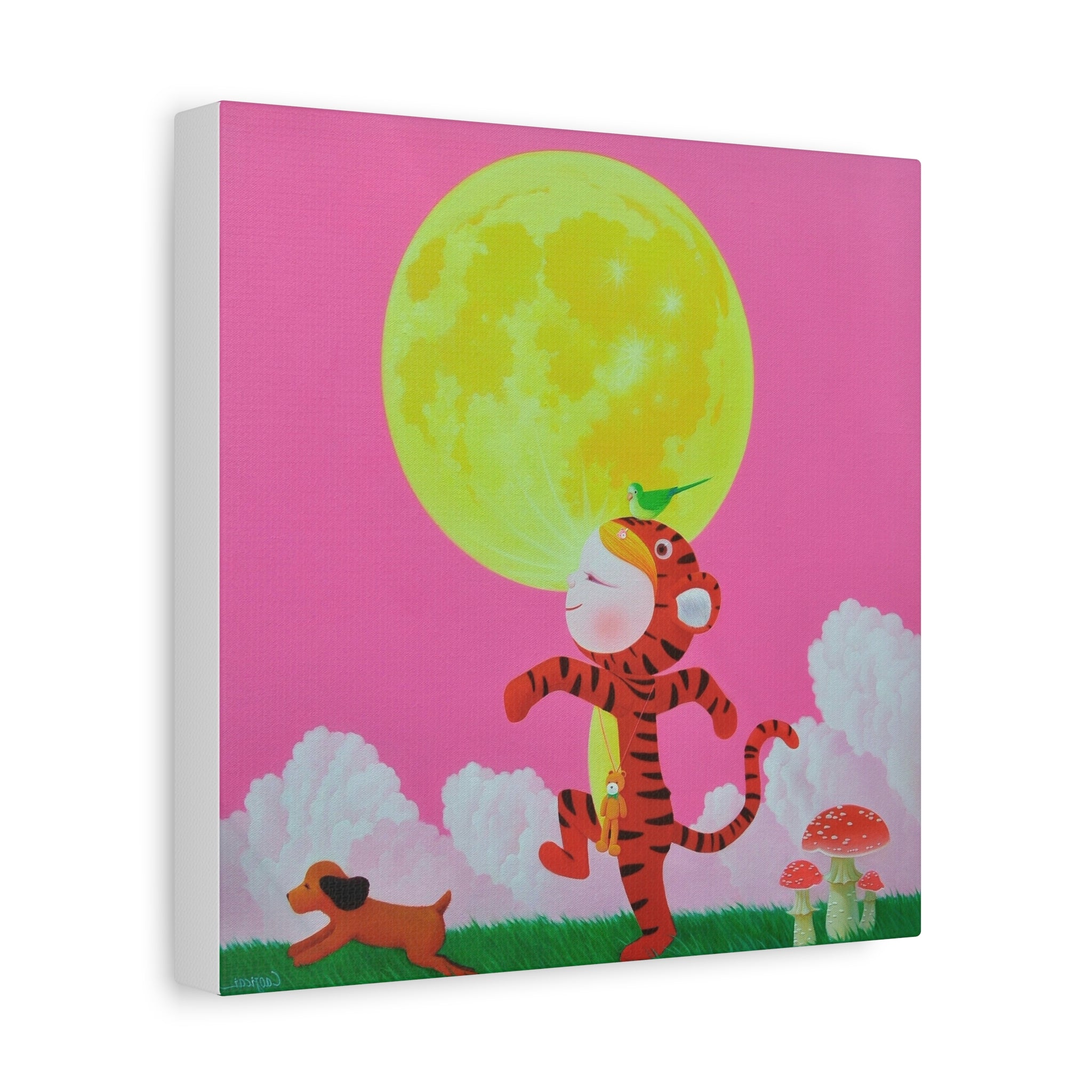 Walking under the moonlight - Chinese Contemporary artist - Canvas Print - Artwork for kids