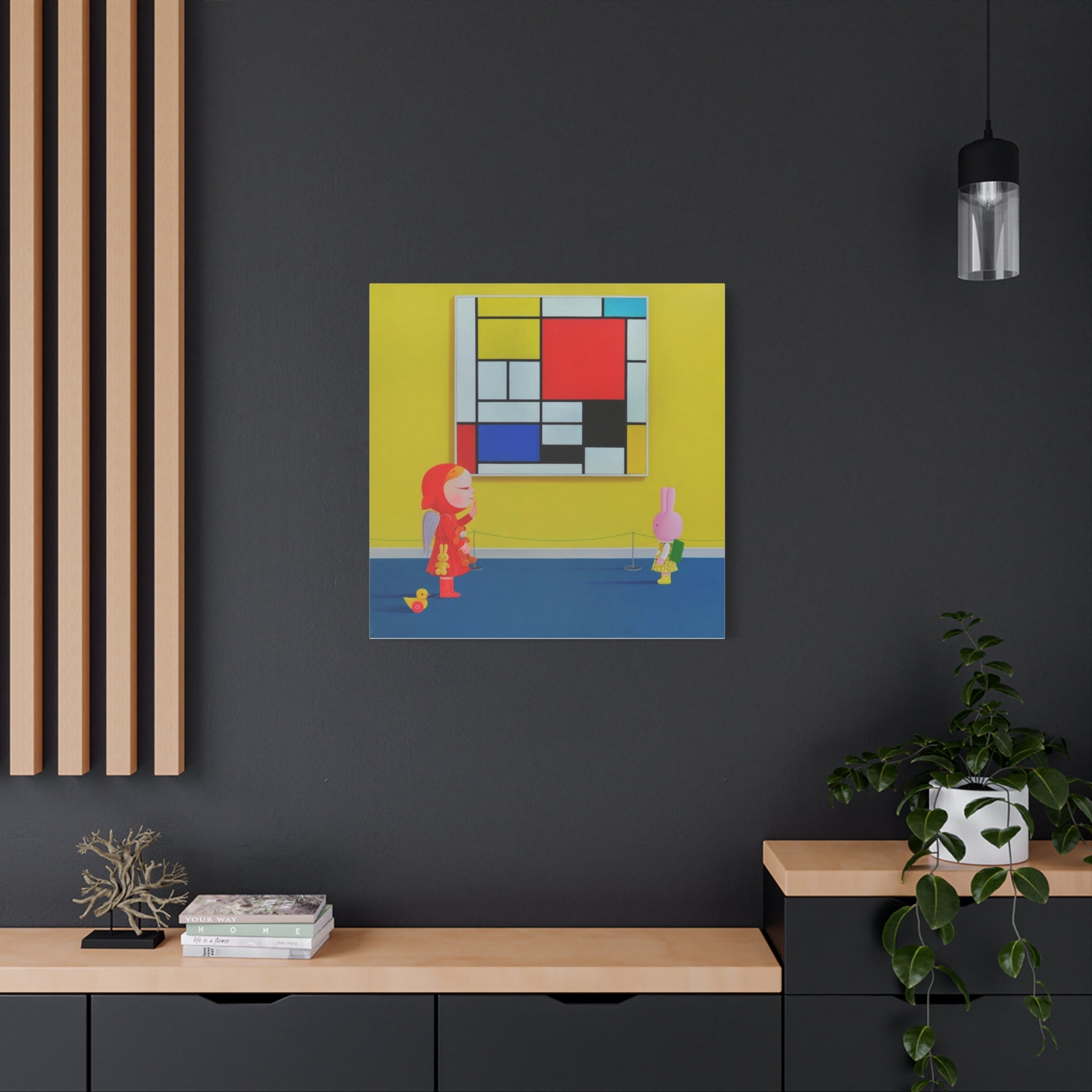 Little Girl with Mondrian - Chinese Contemporary artist - Canvas Print - Artwork for kids