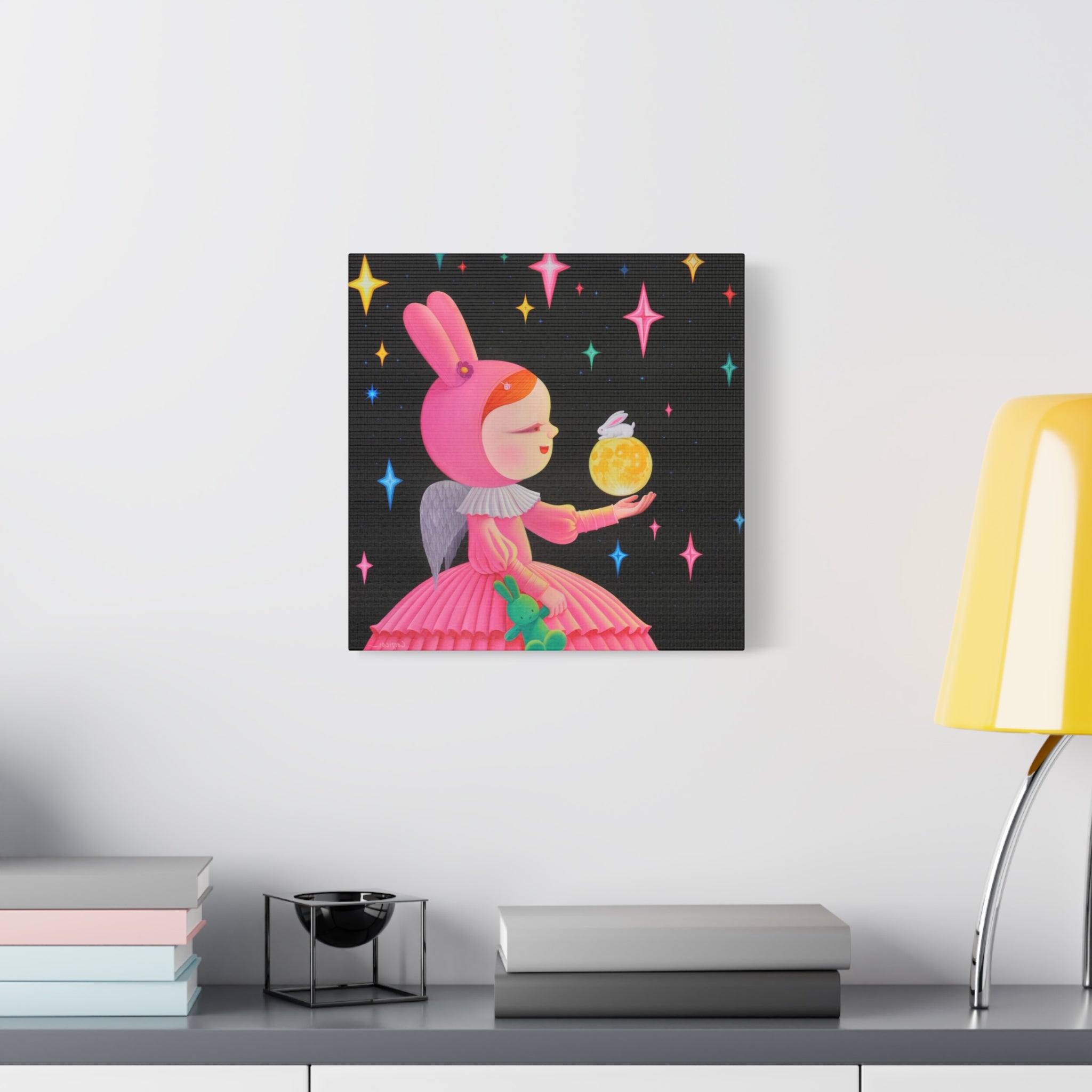 Little Girl with the moon- Chinese Contemporary artist - Canvas Print - Artwork for kids