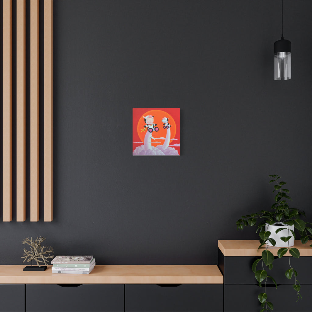 Little Girl with the cow- Chinese Contemporary artist - Canvas Print - Artwork for kids