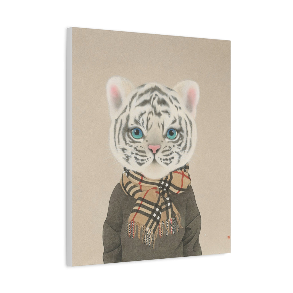 Tiger with scarf -  Chinese  Contemporary watercolor painting - Canvas Print