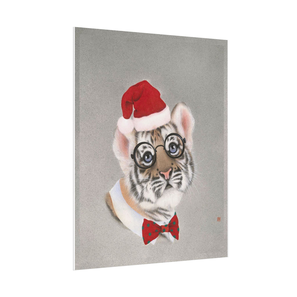 Christmas tiger Art Poster, Cute Animal Decor, Christmas Wall Art, Kids Room Decoration, Gift for Animal Lovers