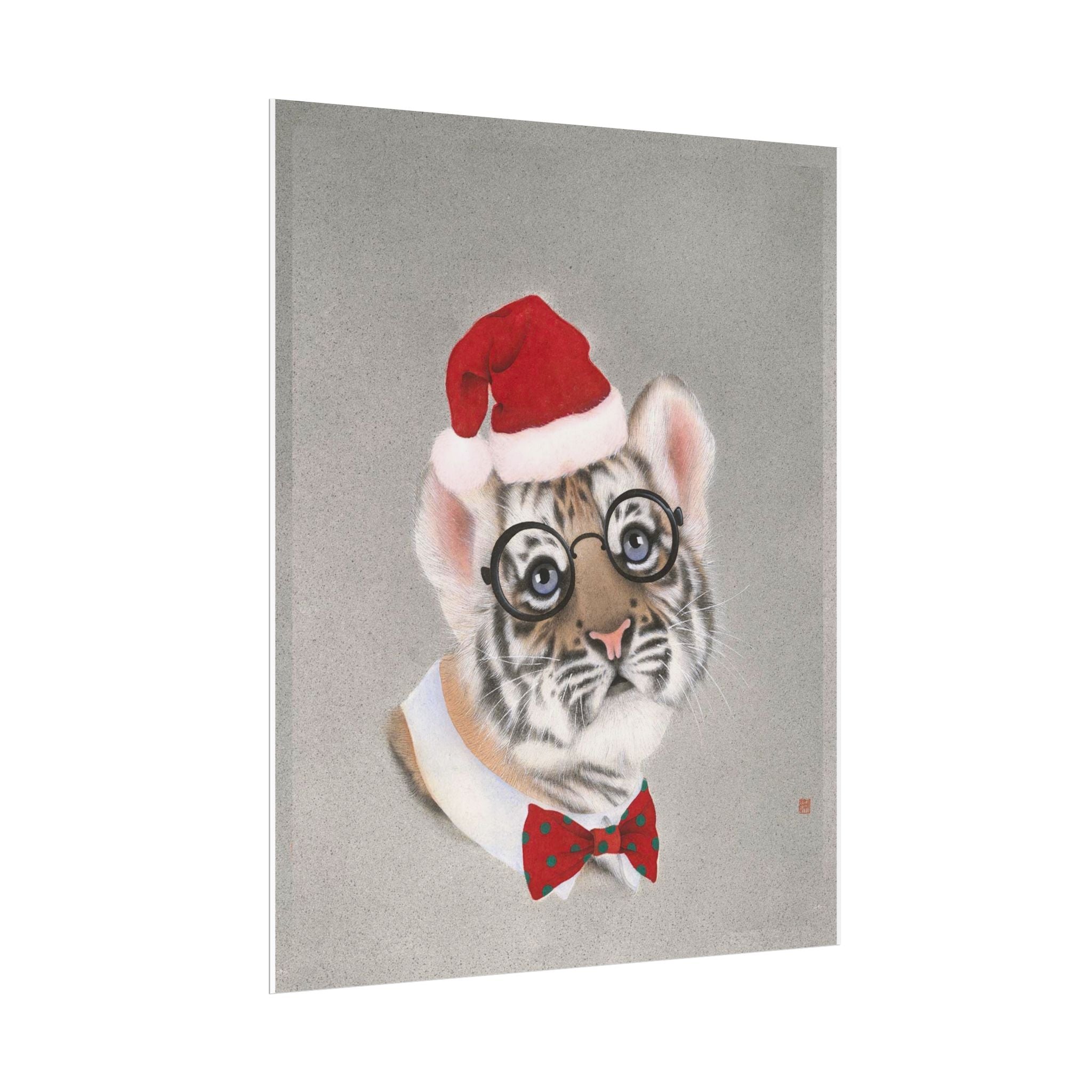 Christmas tiger Art Poster, Cute Animal Decor, Christmas Wall Art, Kids Room Decoration, Gift for Animal Lovers