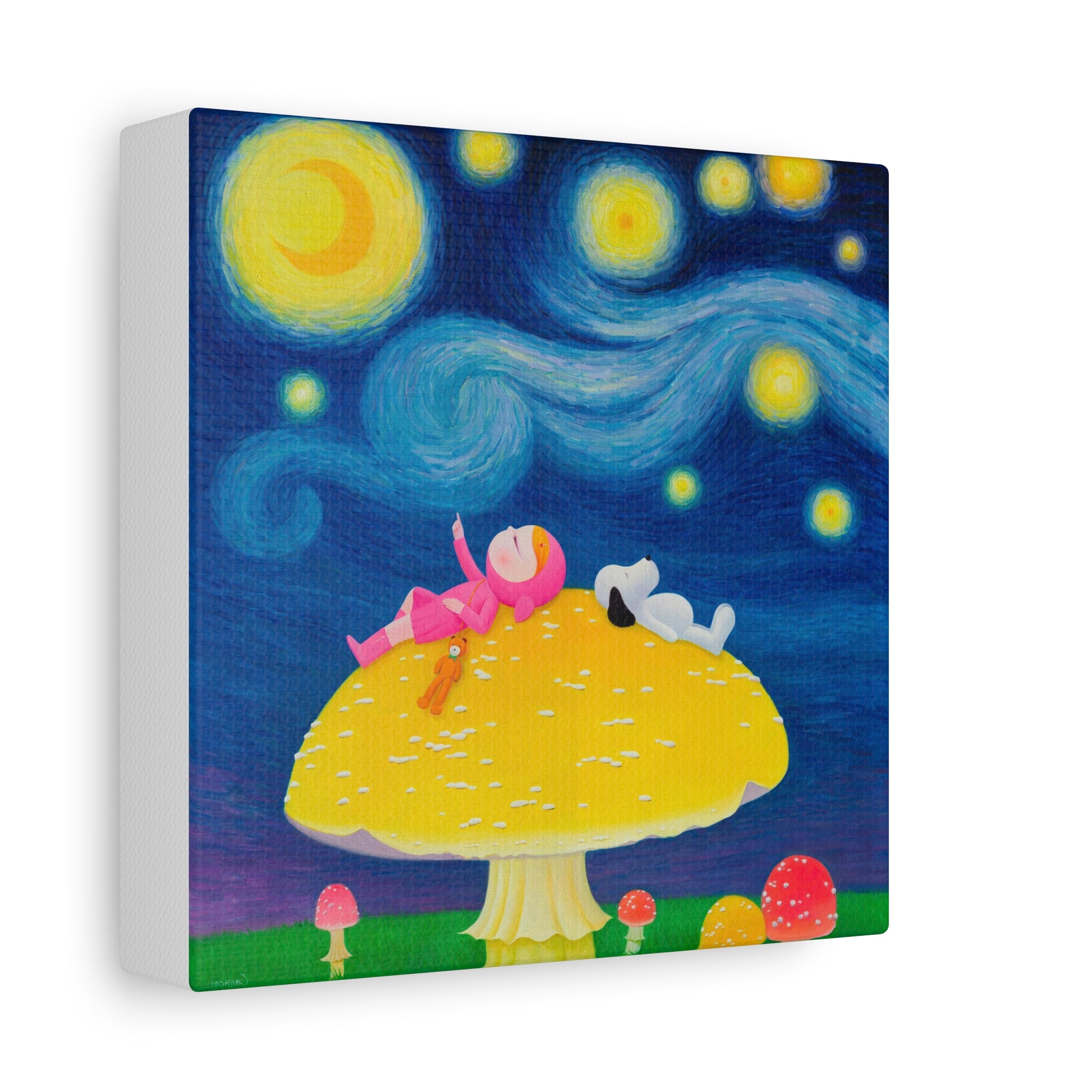 Little Girl with The Starry Night - Chinese Contemporary artist - Canvas Print - Artwork for kids
