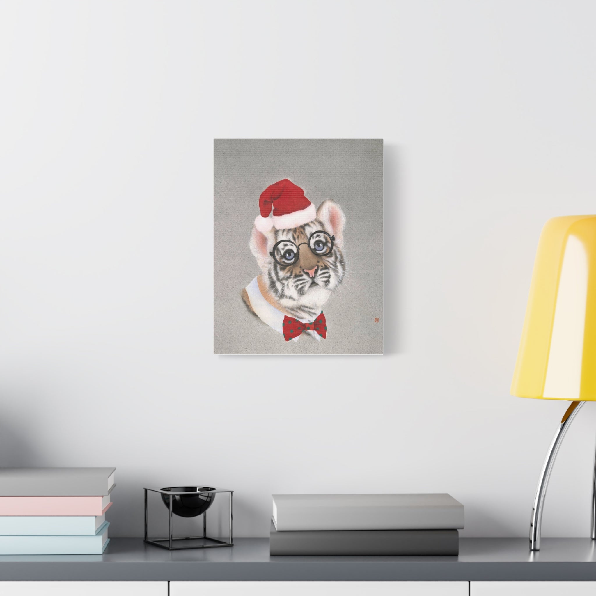 Christmas tiger -  Chinese  Contemporary watercolor painting - Canvas Print