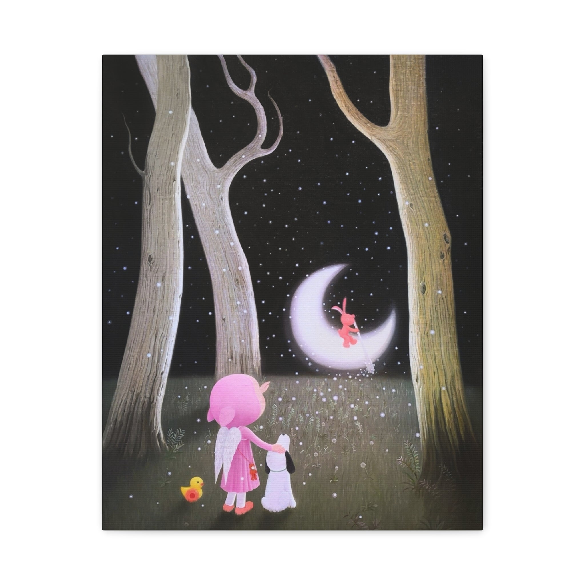 Little Girl with the Moon - Chinese Contemporary artist - Canvas Print - Artwork for kids
