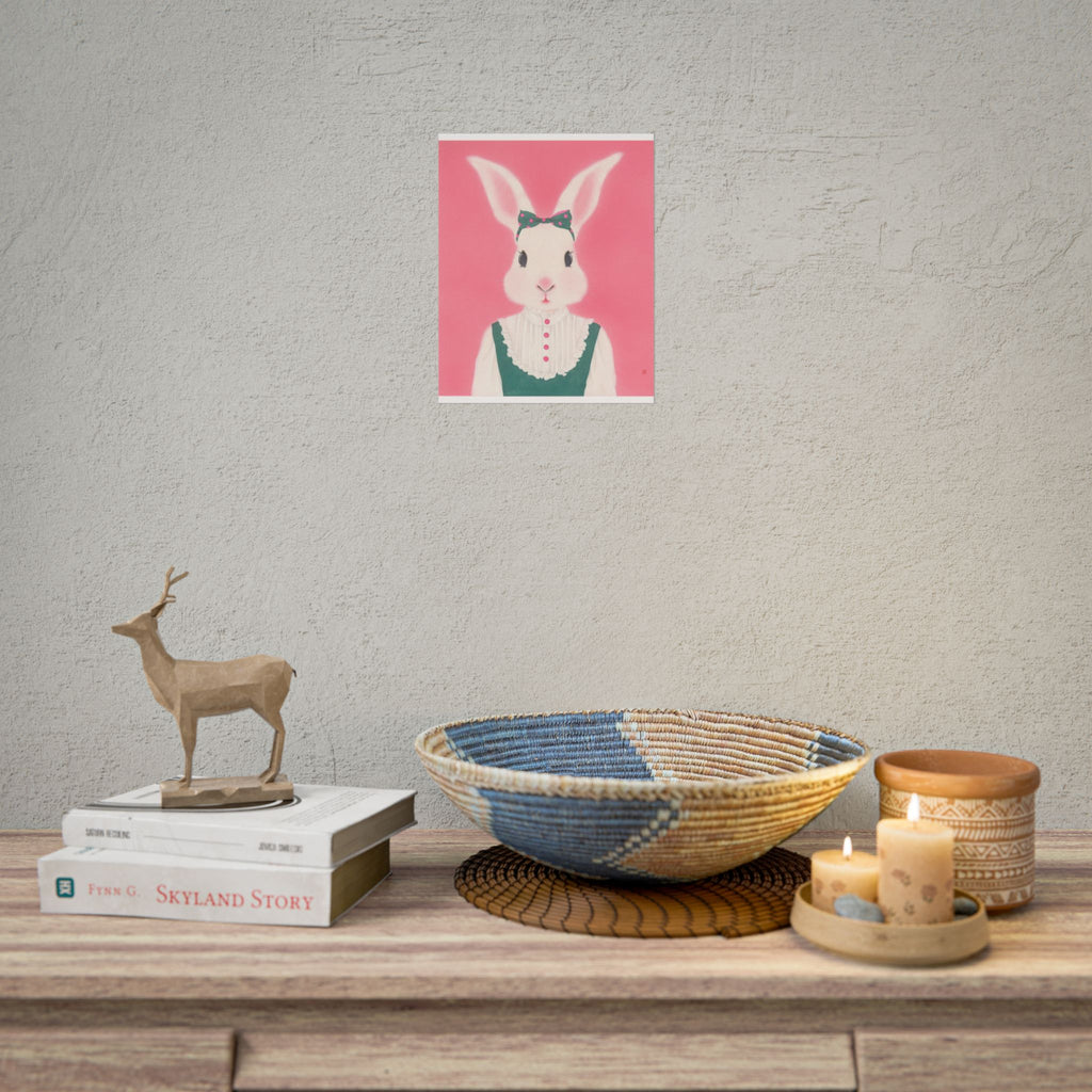 Cute Rabbit Art Poster, Cute Animal Decor, Christmas Wall Art, Kids Room Decoration, Gift for Animal Lovers