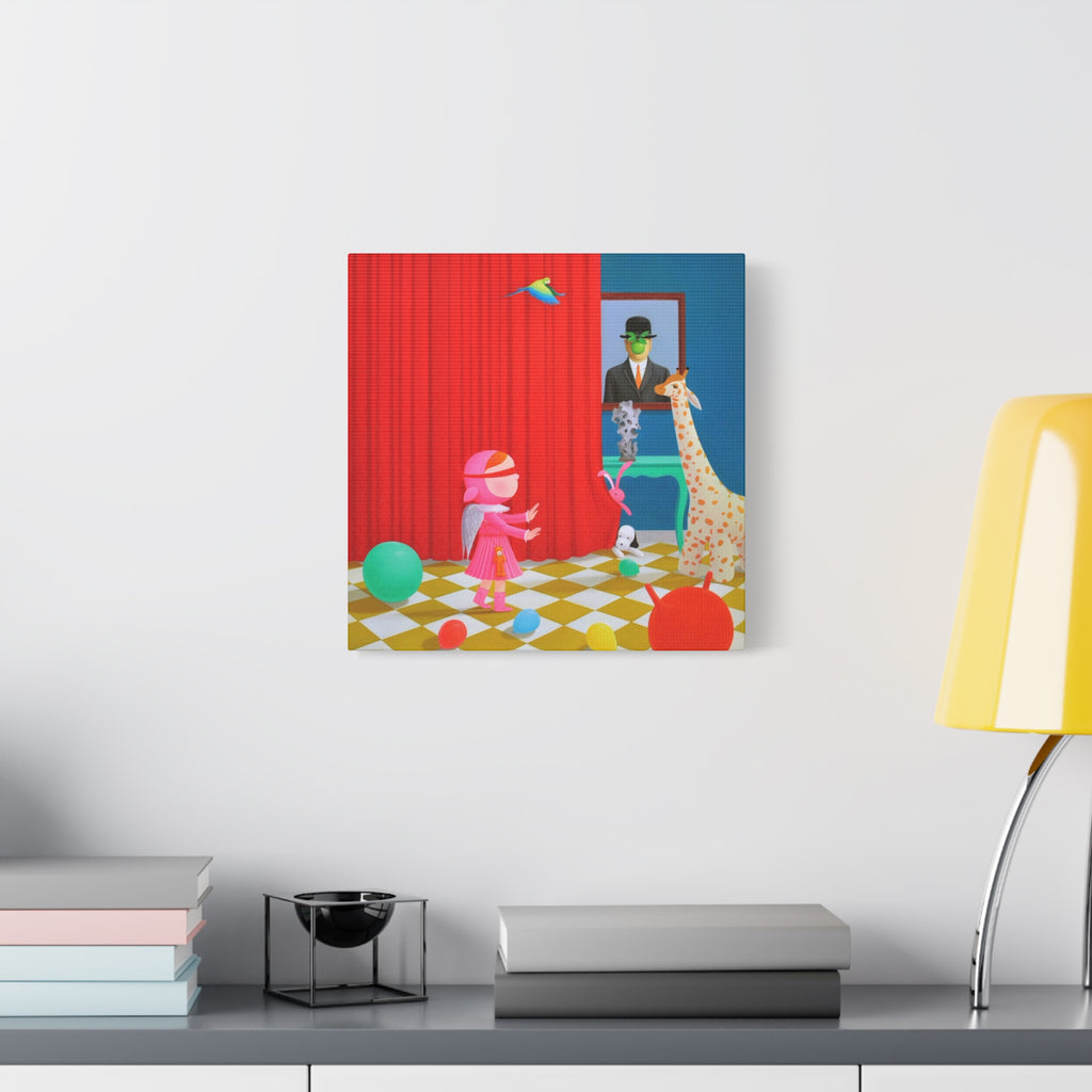 Little Girl with Magritte - Chinese Contemporary artist - Canvas Print - Artwork for kids