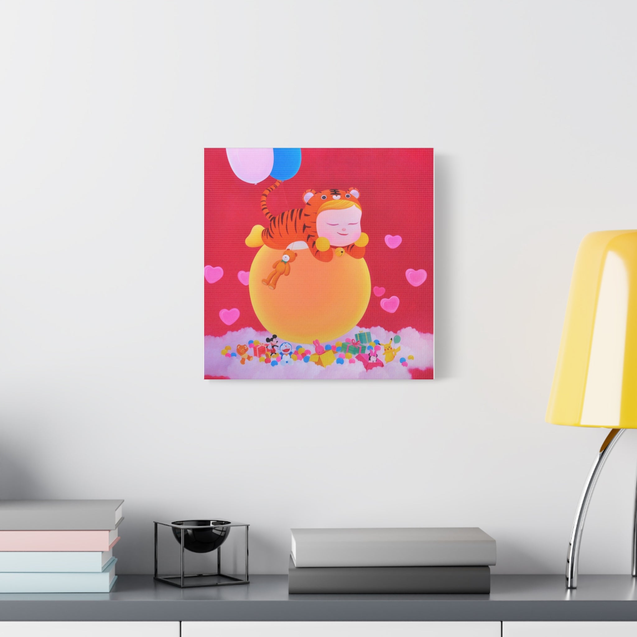 Little Girl with The Teddy Bear - Chinese Contemporary artist - Canvas Print - Artwork for kids