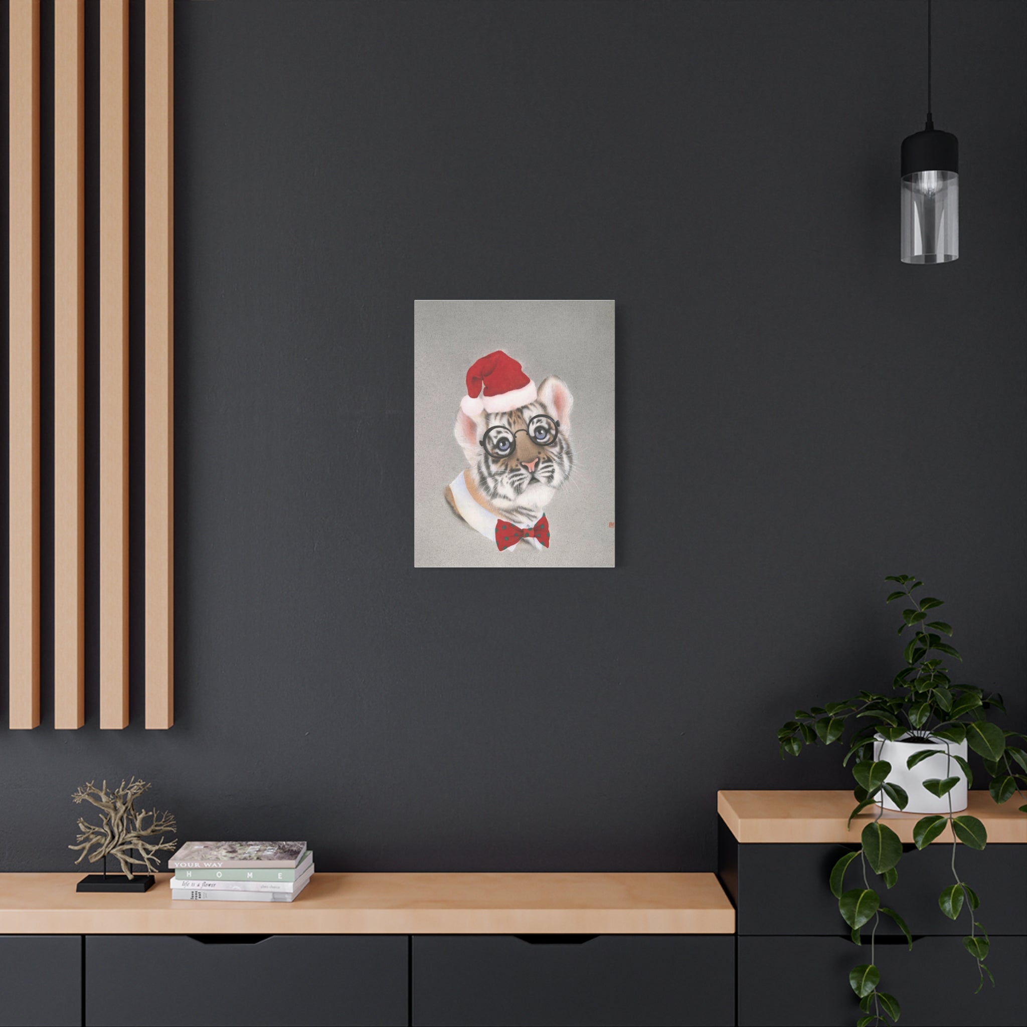 Christmas tiger -  Chinese  Contemporary watercolor painting - Canvas Print
