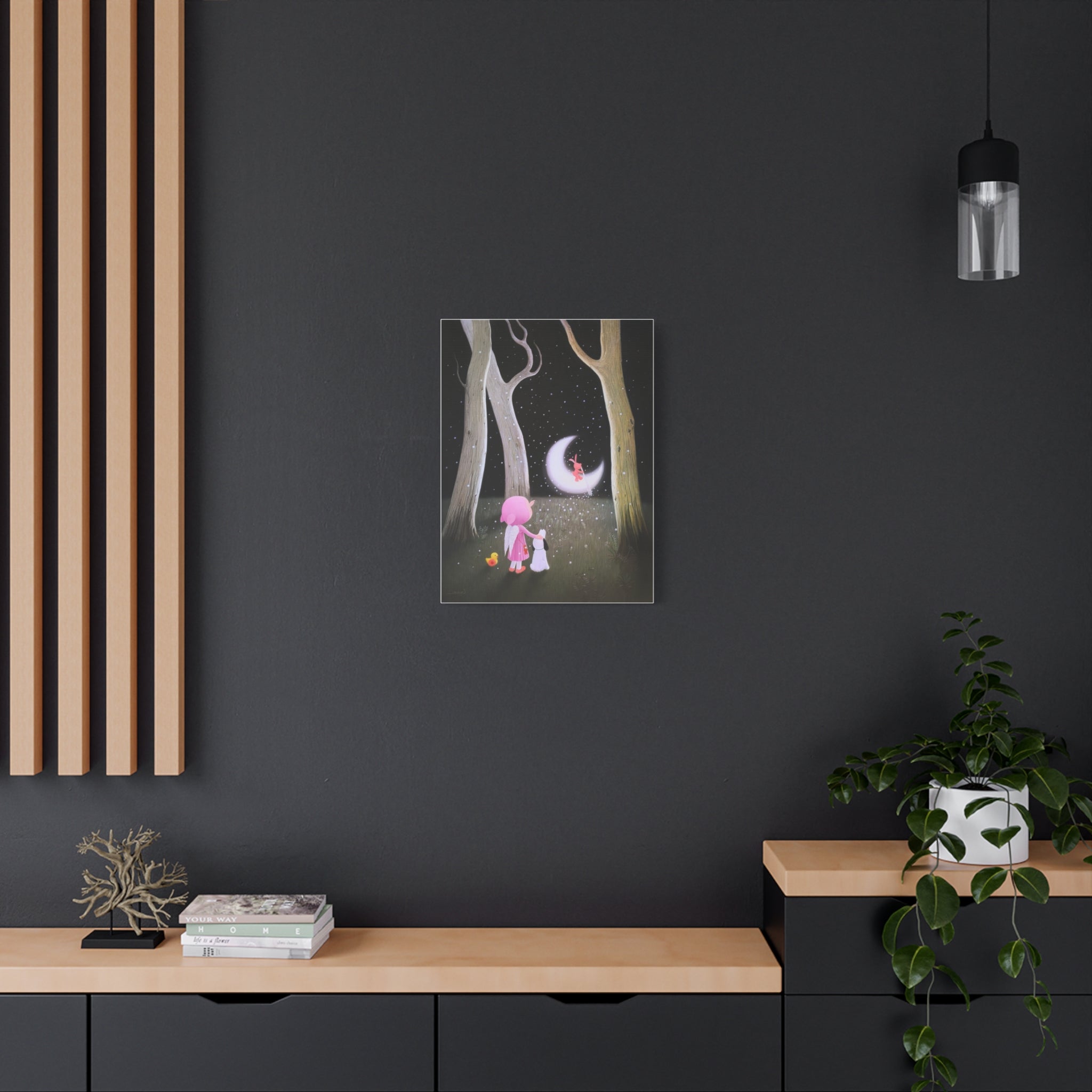 Little Girl with the Moon - Chinese Contemporary artist - Canvas Print - Artwork for kids