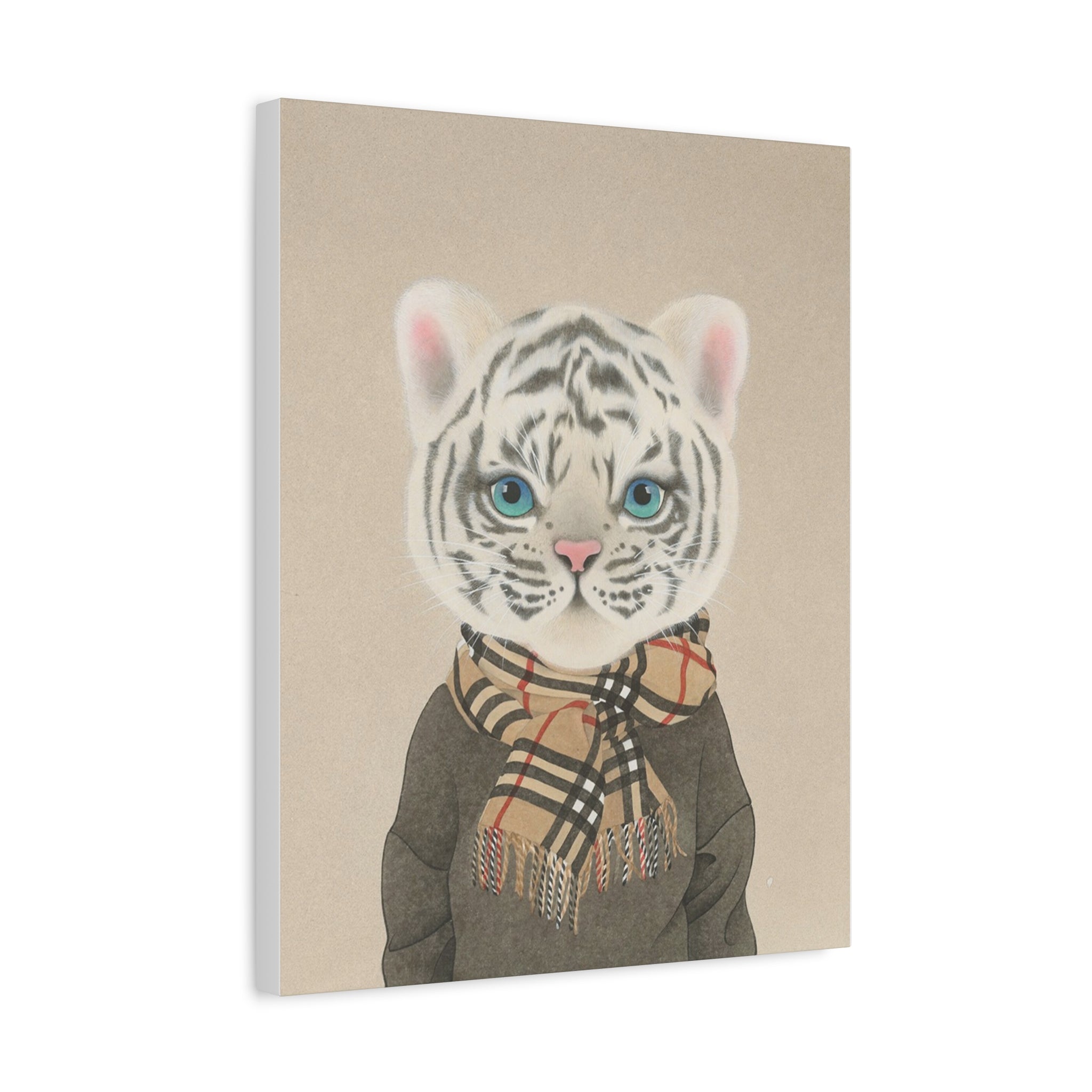 Tiger with scarf -  Chinese  Contemporary watercolor painting - Canvas Print