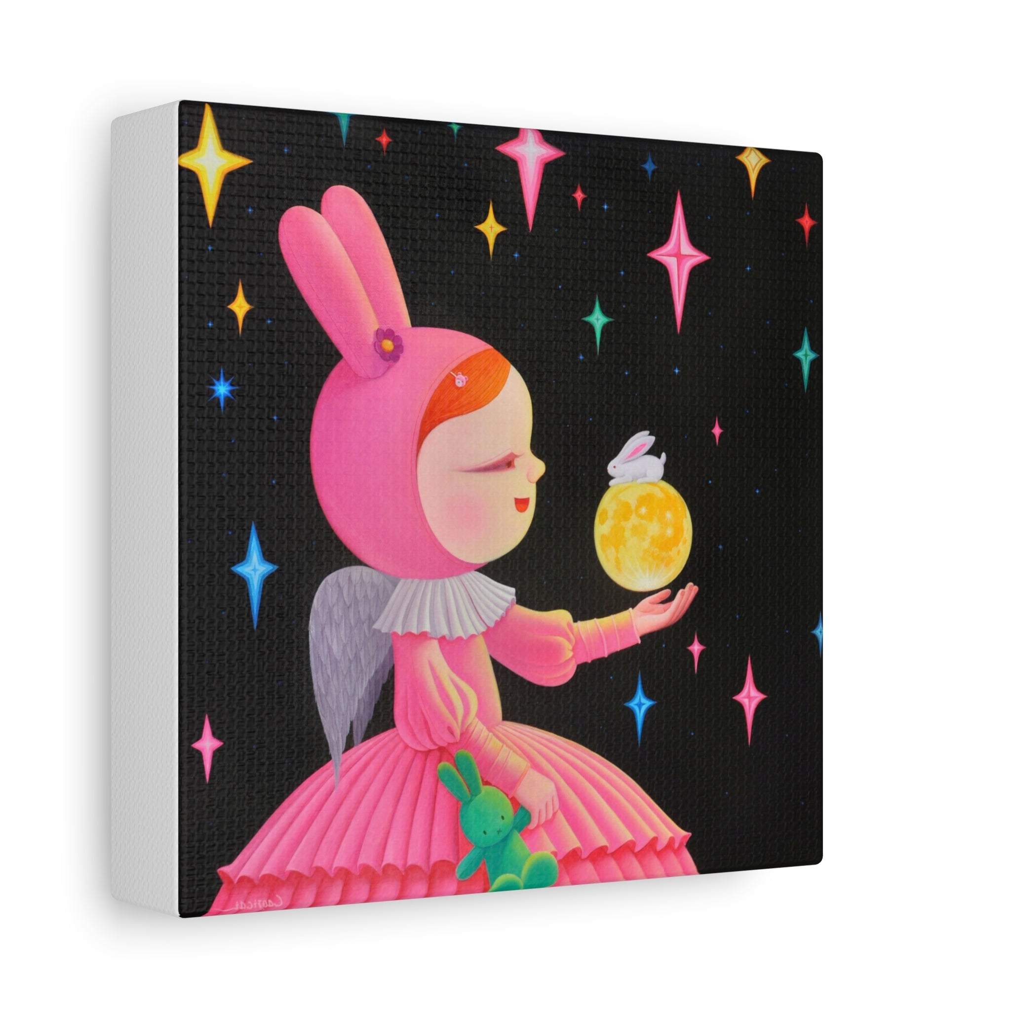Little Girl with the moon- Chinese Contemporary artist - Canvas Print - Artwork for kids