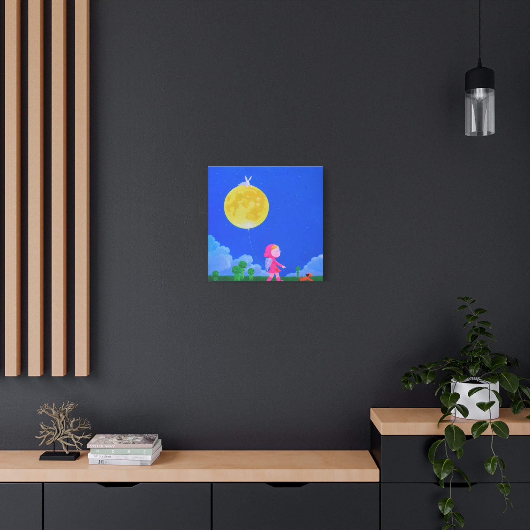 Walking under the moonlight - Chinese Contemporary artist - Canvas Print - Artwork for kids