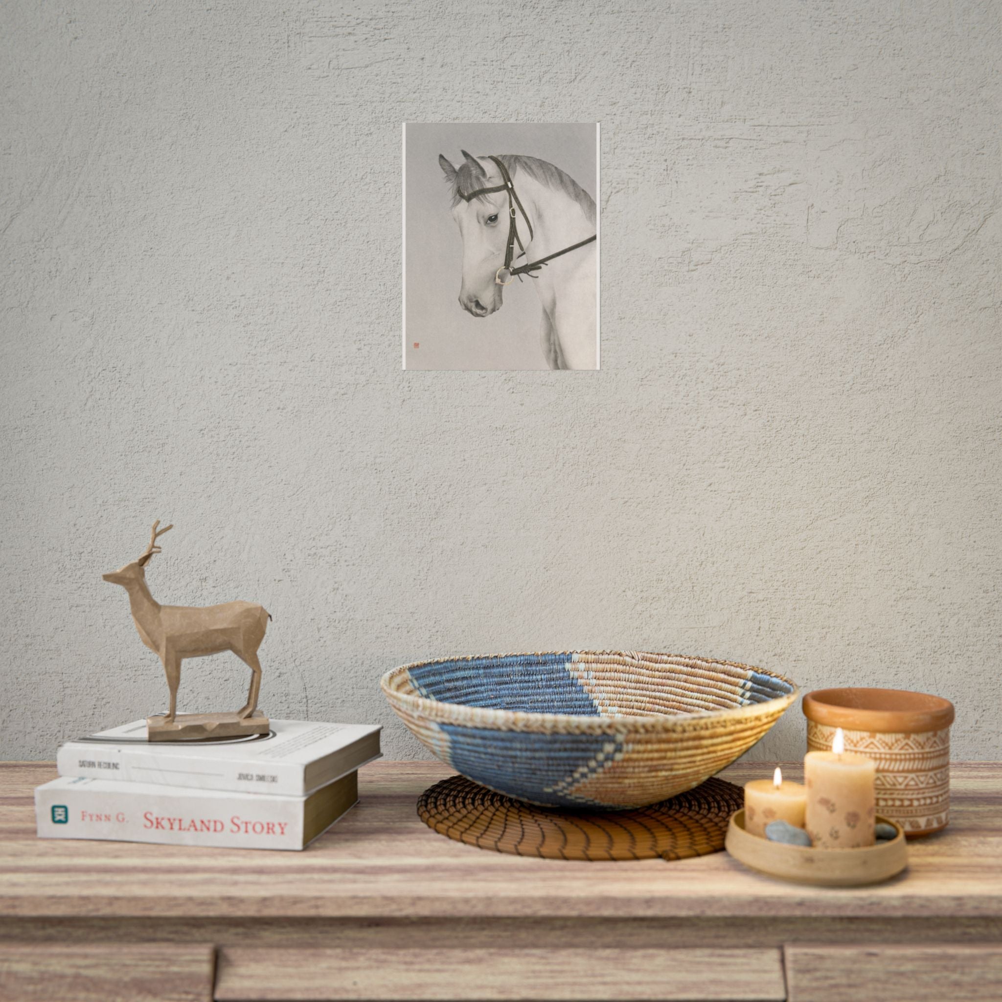 Horse Art Poster, Cute Animal Decor, Christmas Wall Art, Kids Room Decoration, Gift for Animal Lovers