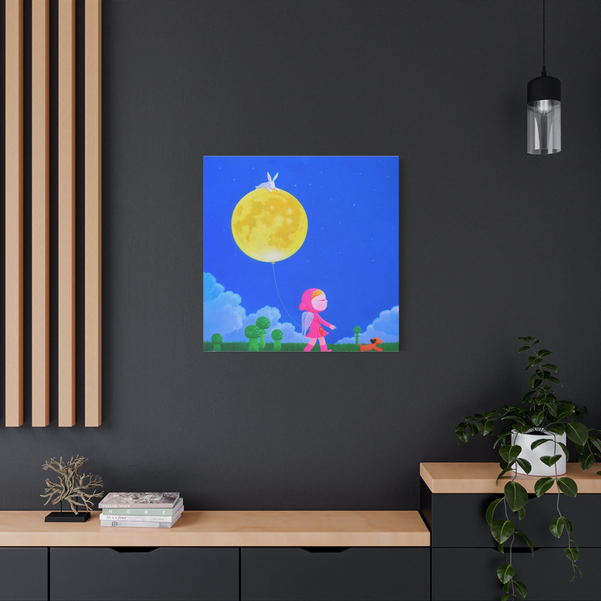 Walking under the moonlight - Chinese Contemporary artist - Canvas Print - Artwork for kids