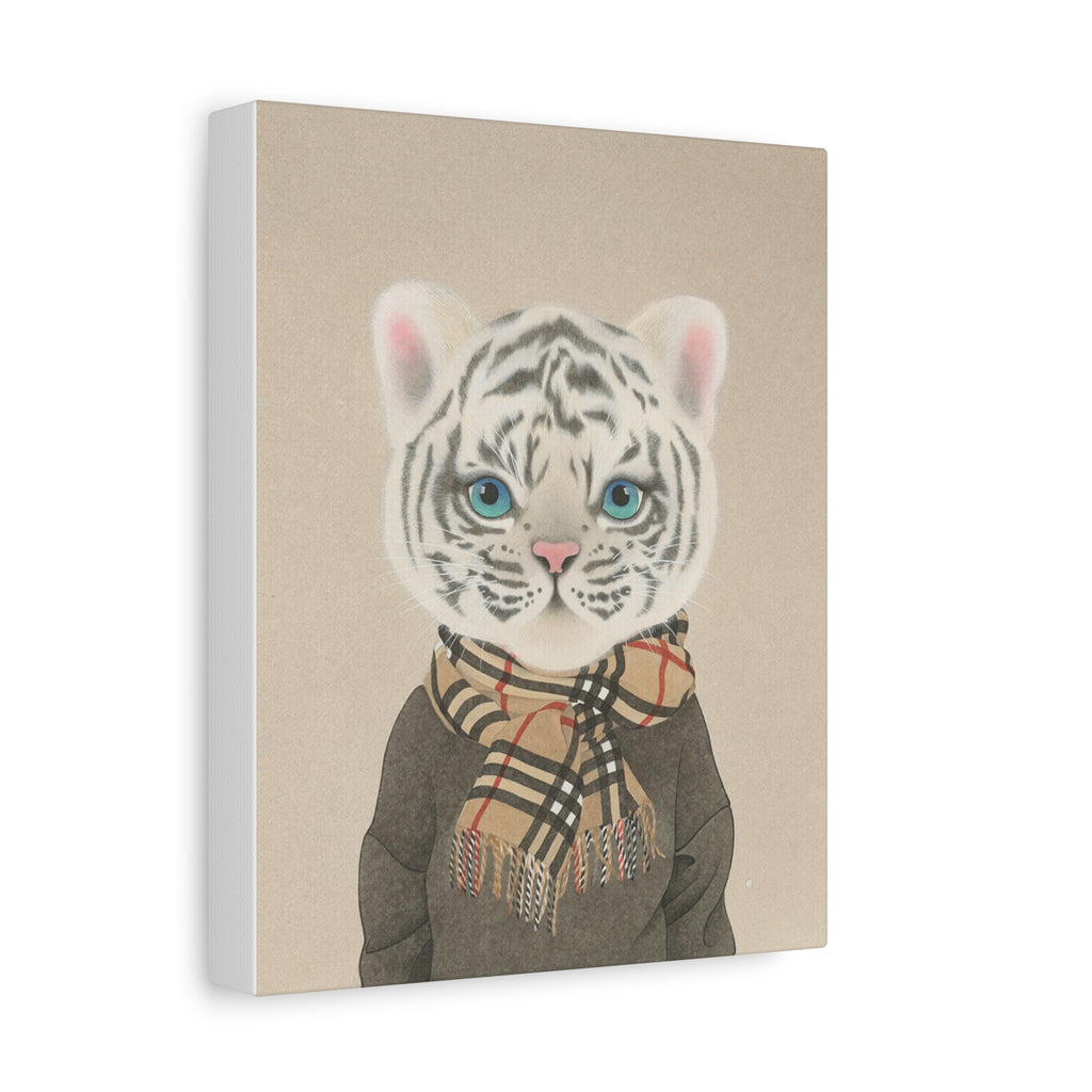 Tiger with scarf -  Chinese  Contemporary watercolor painting - Canvas Print