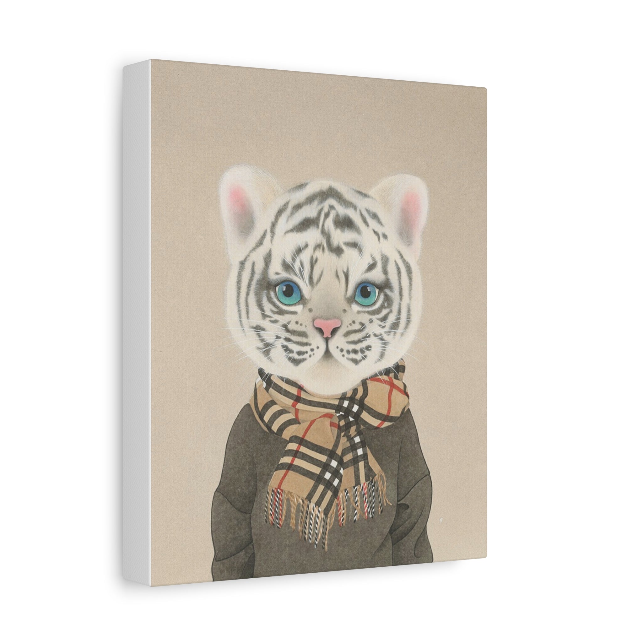 Tiger with scarf -  Chinese  Contemporary watercolor painting - Canvas Print