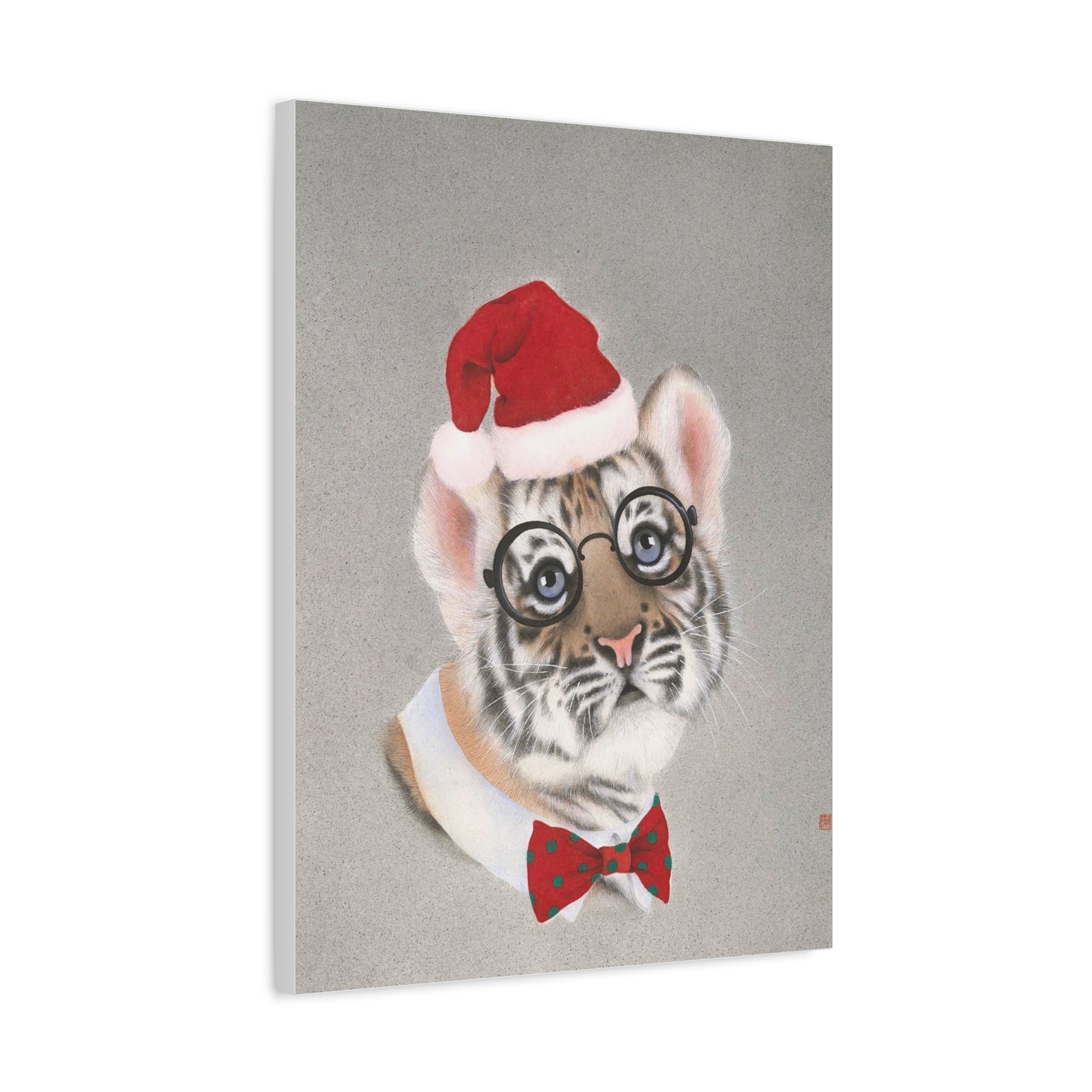 Christmas tiger -  Chinese  Contemporary watercolor painting - Canvas Print