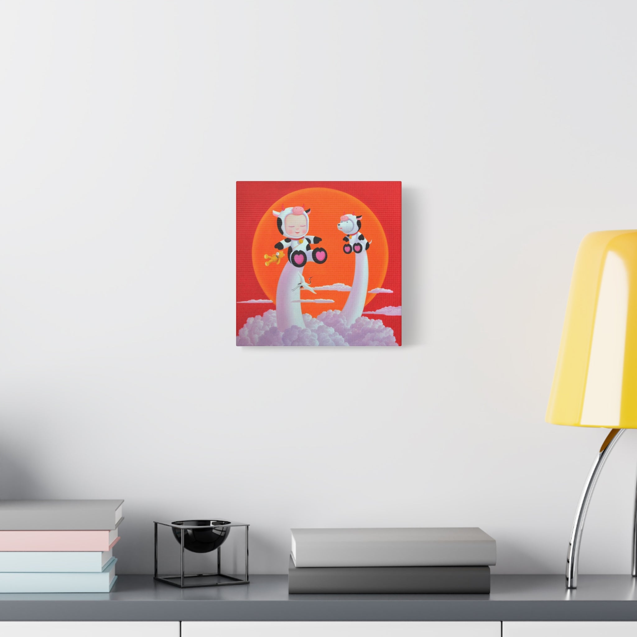 Little Girl with the cow- Chinese Contemporary artist - Canvas Print - Artwork for kids