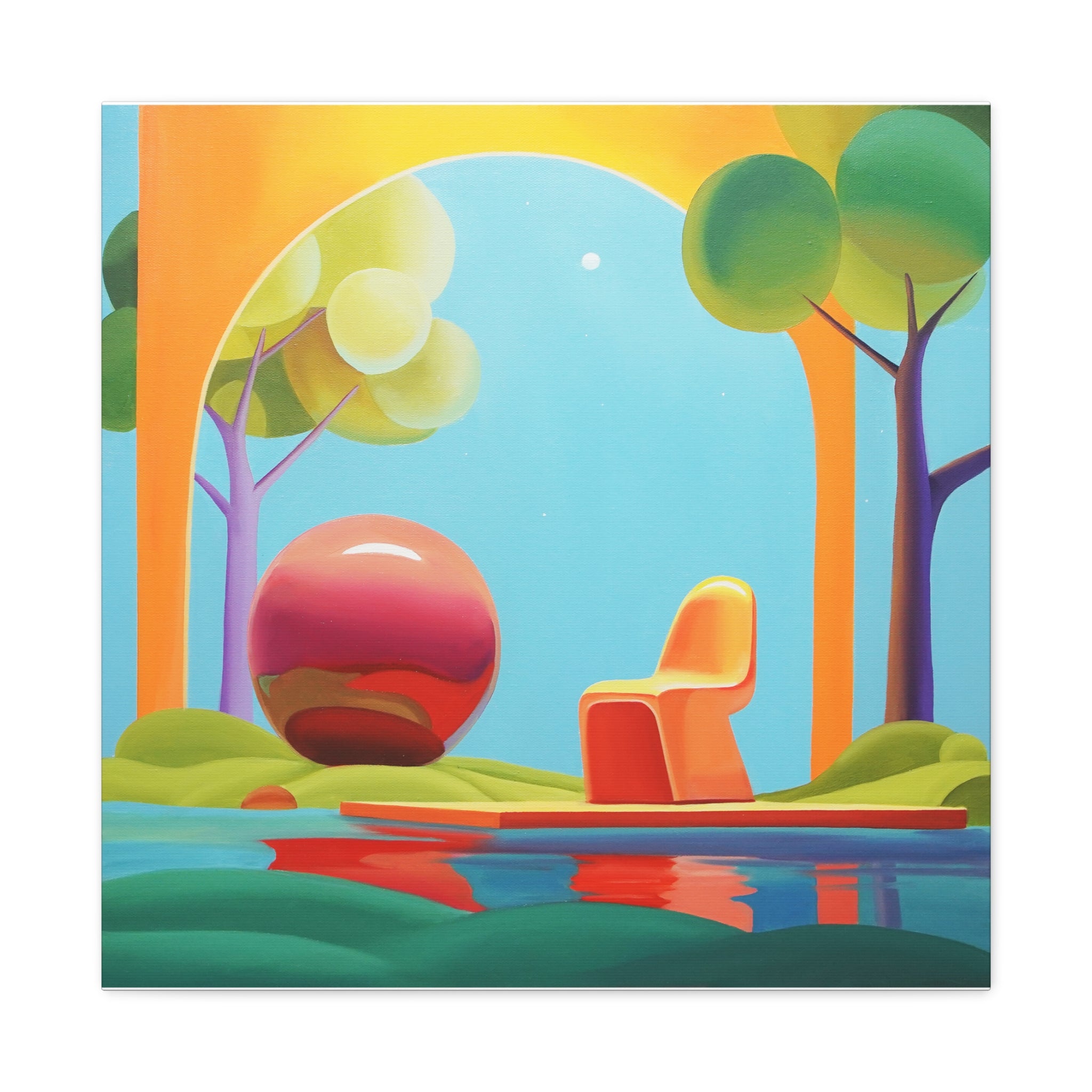 Red Ball -  Contemporary Abstract Canvas Print  Young Asian Artist