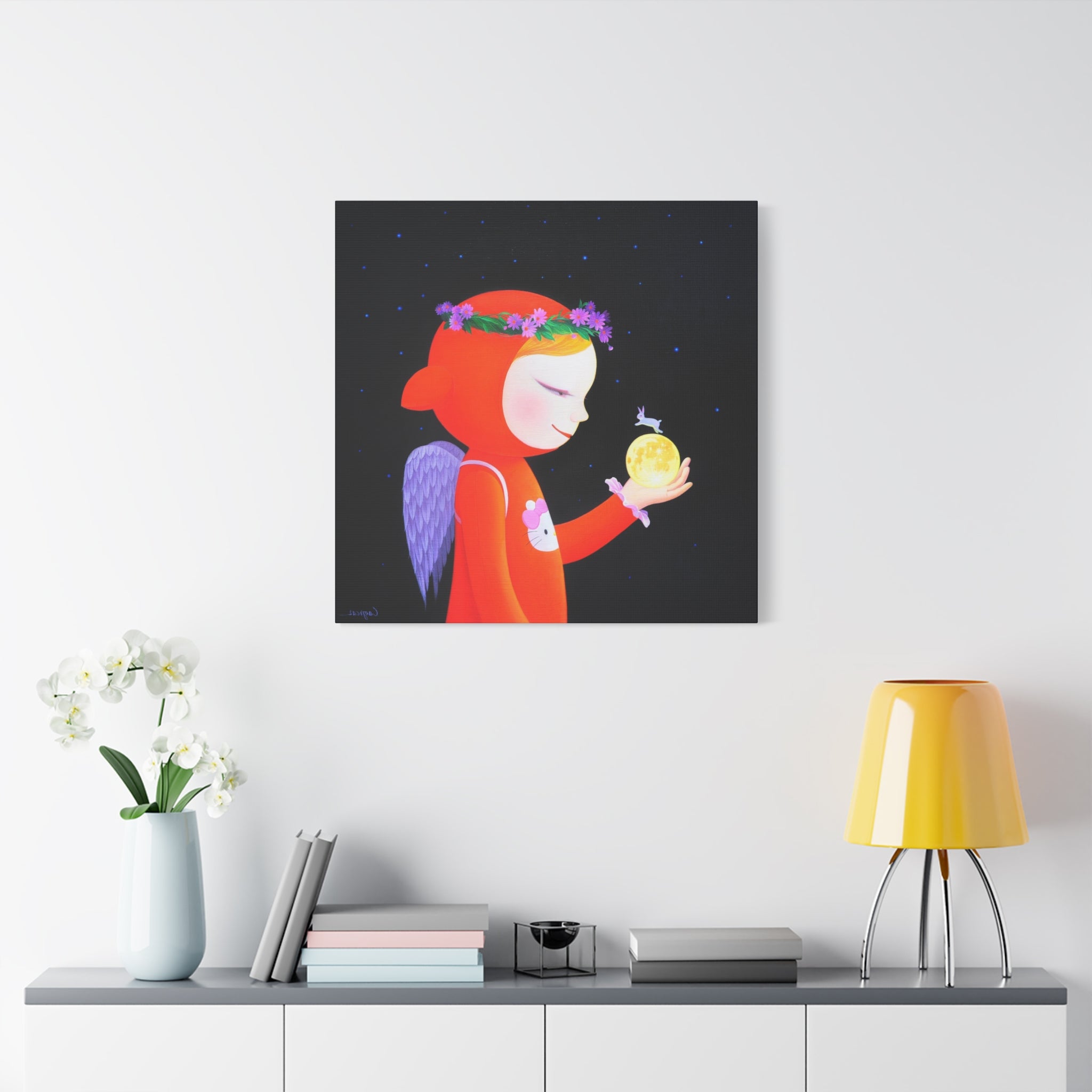 Little Girl with the Moon - Chinese Contemporary artist - Canvas Print - Artwork for kids