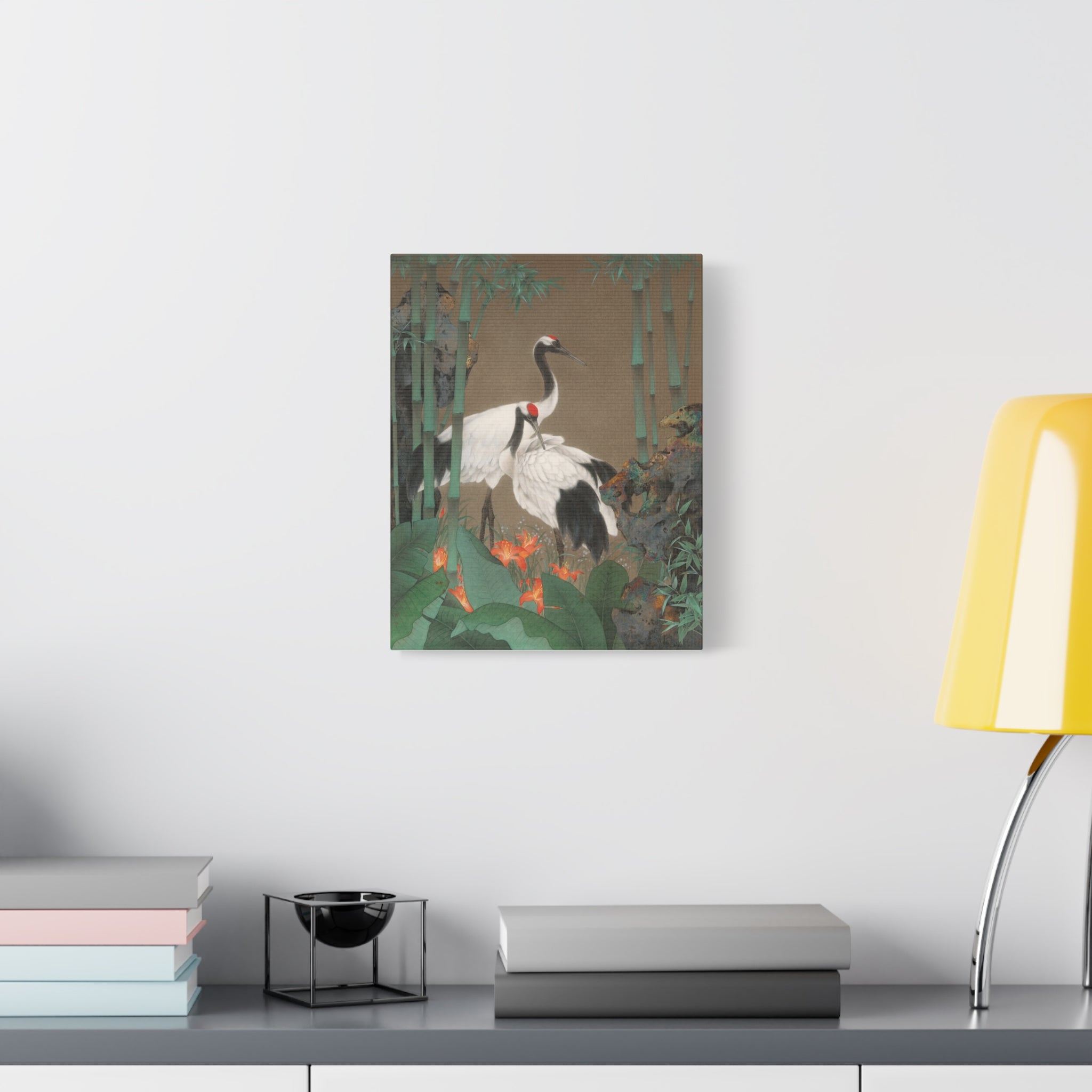 Red-crowned Crane -  Chinese  Contemporary watercolor painting - Canvas Print - Gift for year of Horse