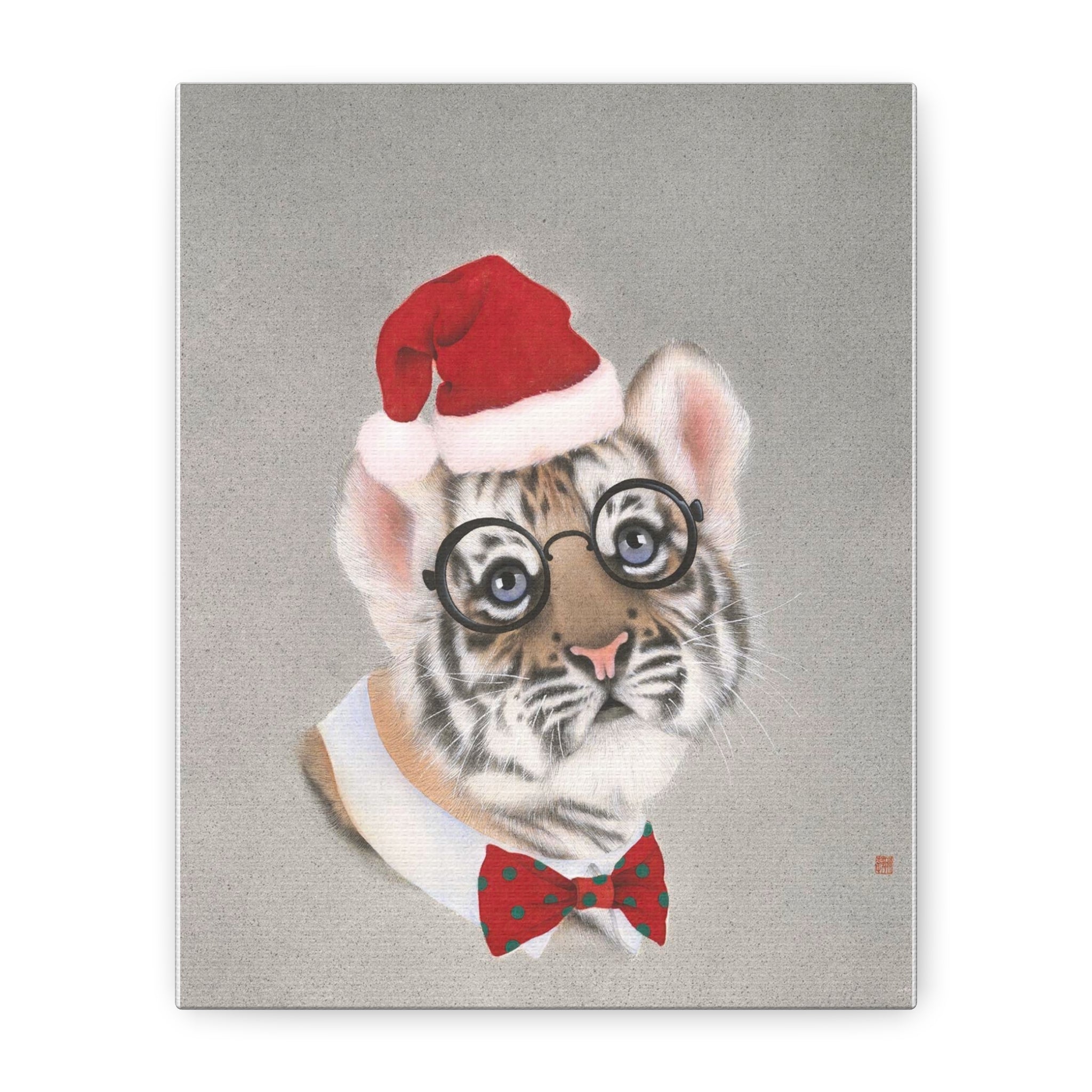 Christmas tiger -  Chinese  Contemporary watercolor painting - Canvas Print