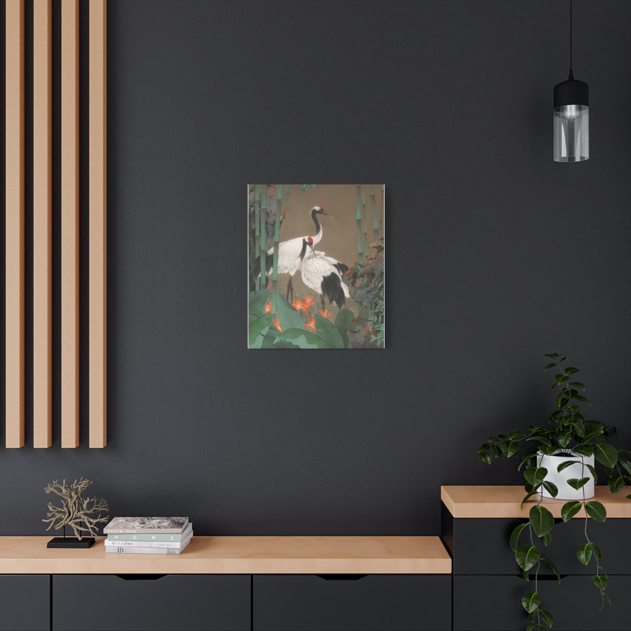 Red-crowned Crane -  Chinese  Contemporary watercolor painting - Canvas Print - Gift for year of Horse