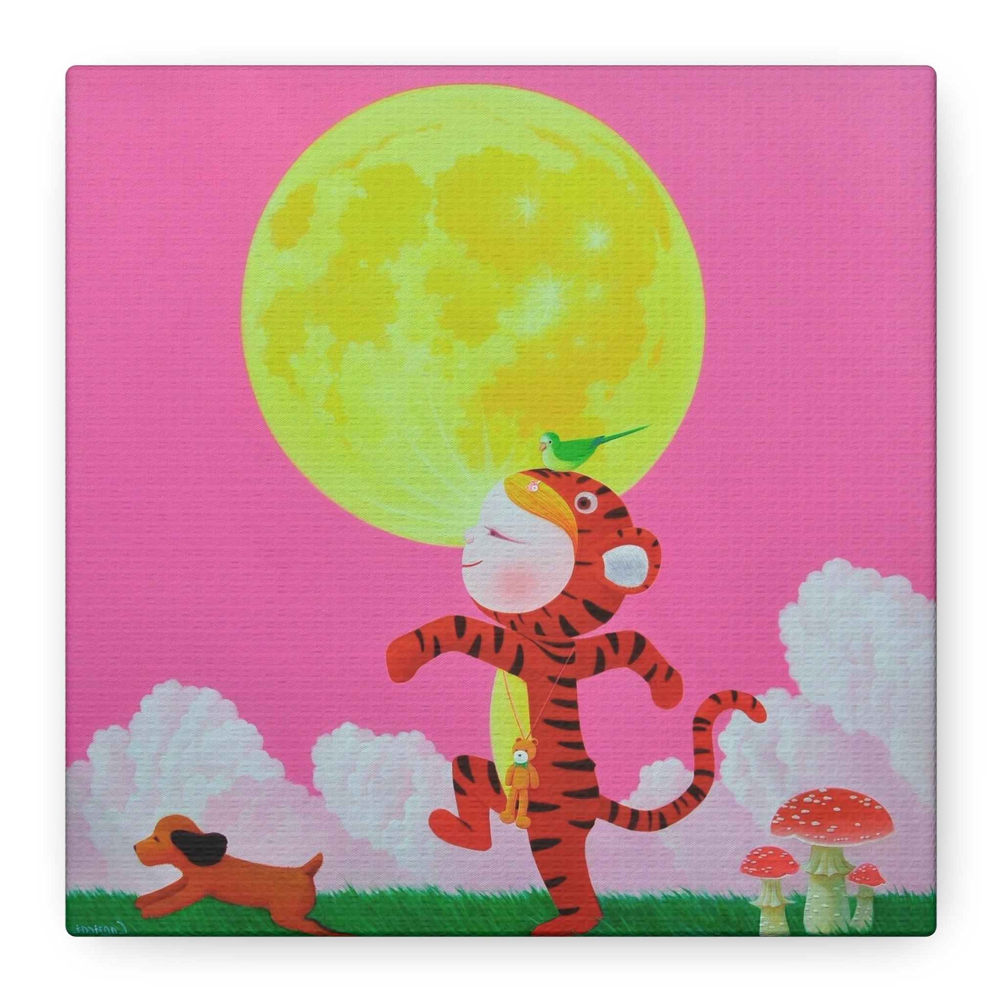 Walking under the moonlight - Chinese Contemporary artist - Canvas Print - Artwork for kids