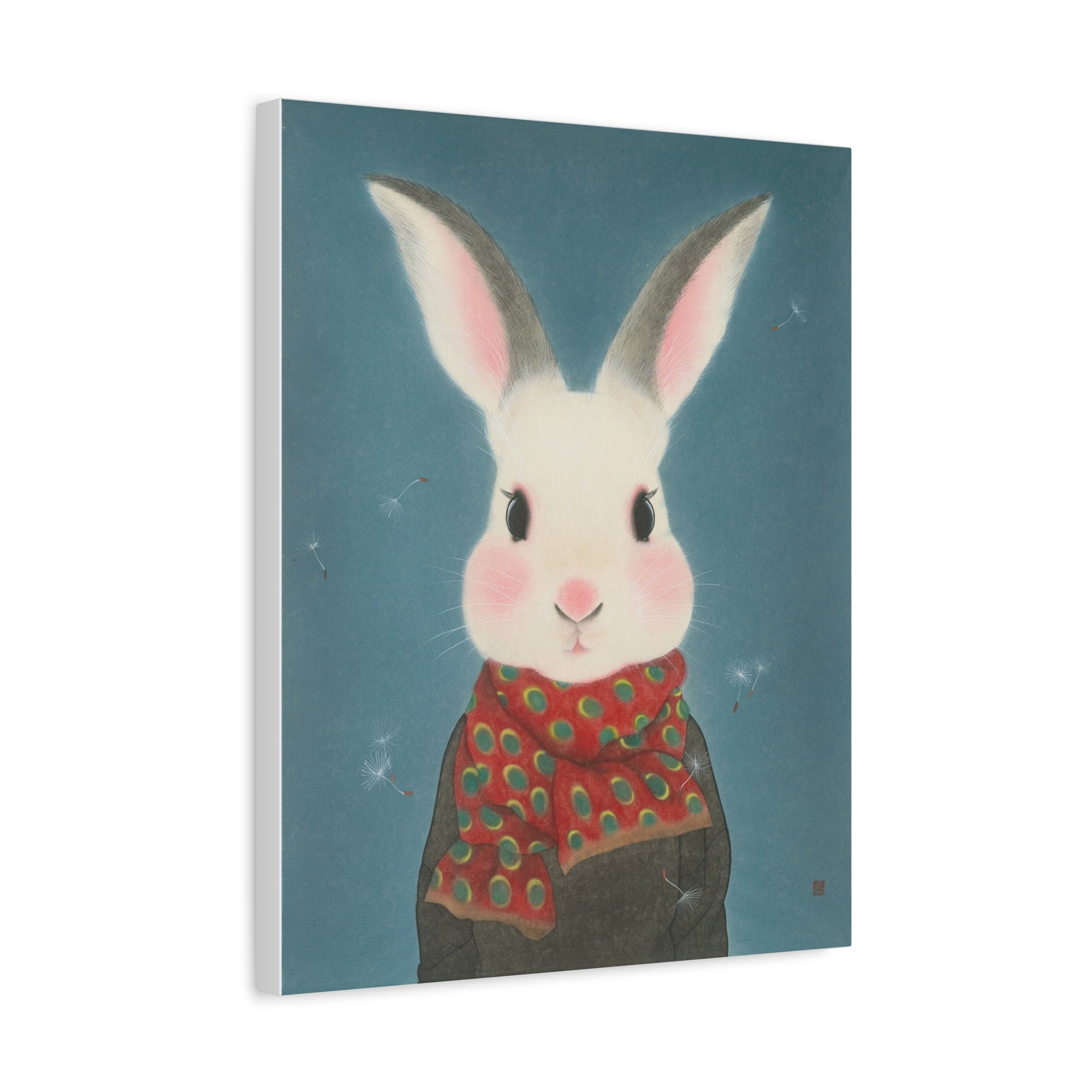 Rabbit with scarf Chinese  Contemporary watercolor painting - Canvas Print