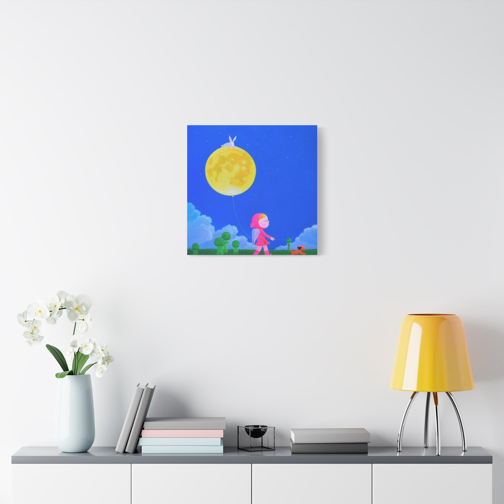 Walking under the moonlight - Chinese Contemporary artist - Canvas Print - Artwork for kids