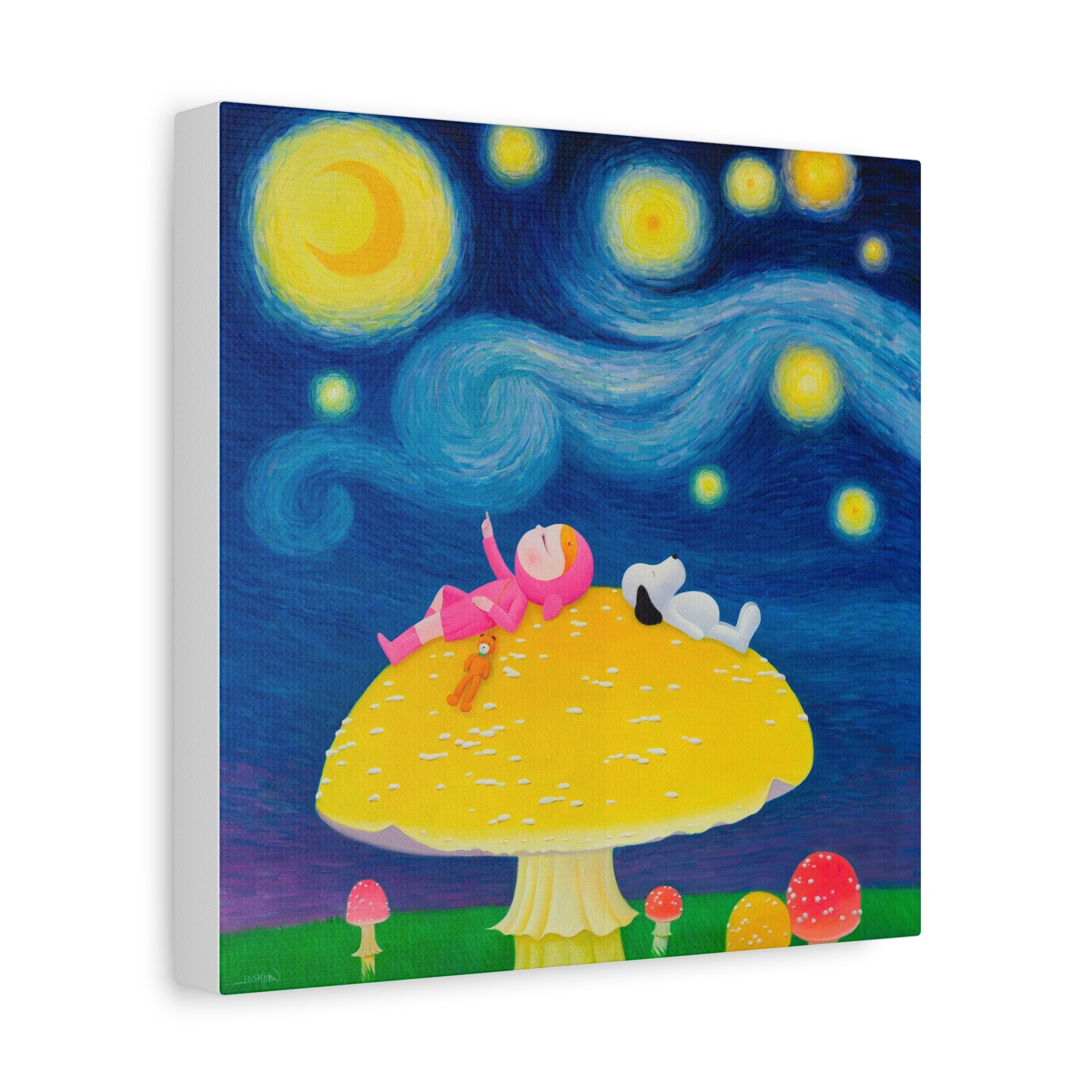 Little Girl with The Starry Night - Chinese Contemporary artist - Canvas Print - Artwork for kids
