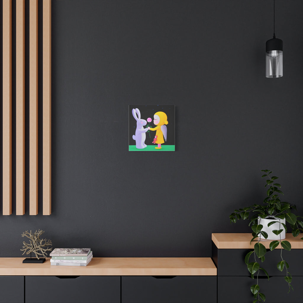 Little Girl with Bunny- Chinese Contemporary artist - Canvas Print - Artwork for kids