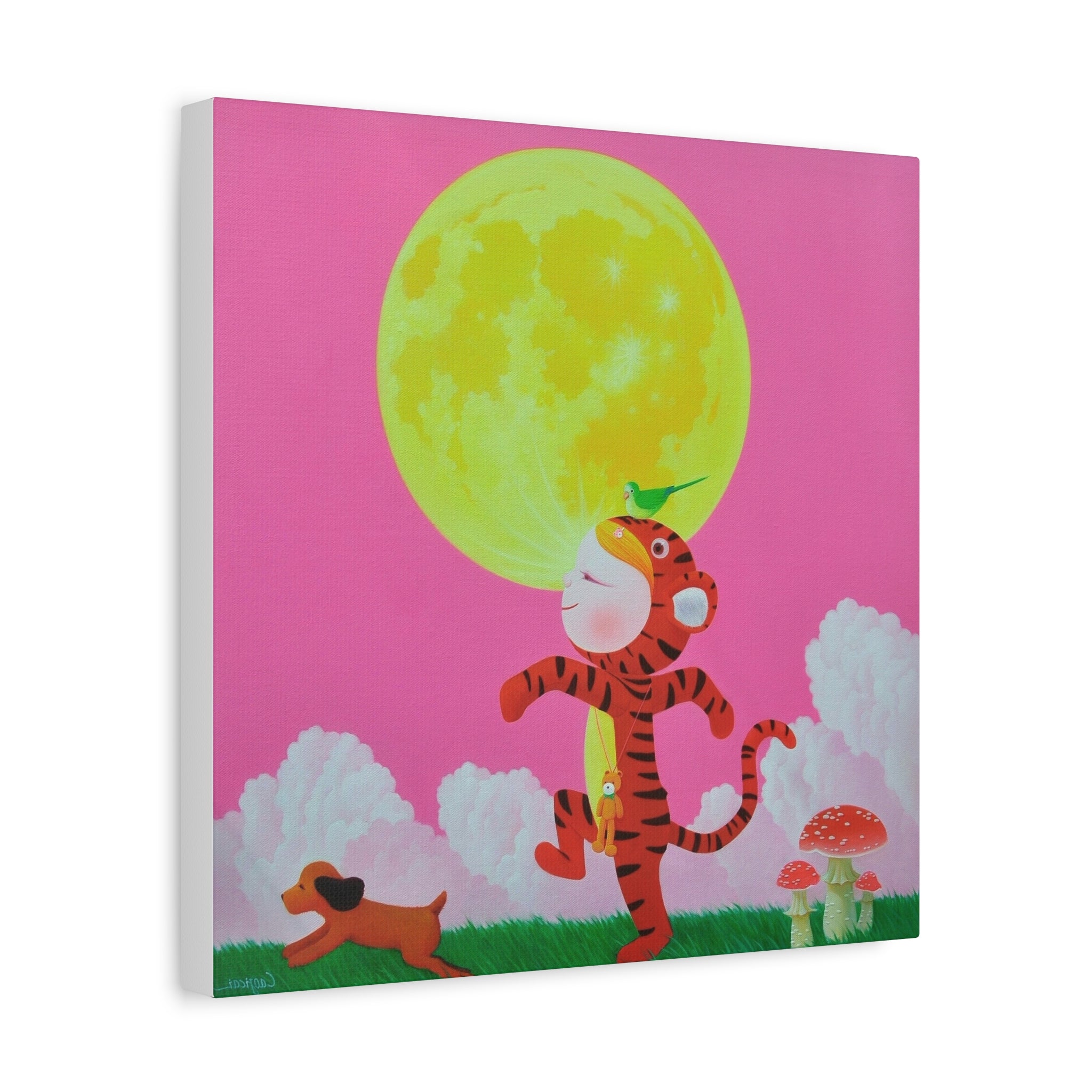 Walking under the moonlight - Chinese Contemporary artist - Canvas Print - Artwork for kids