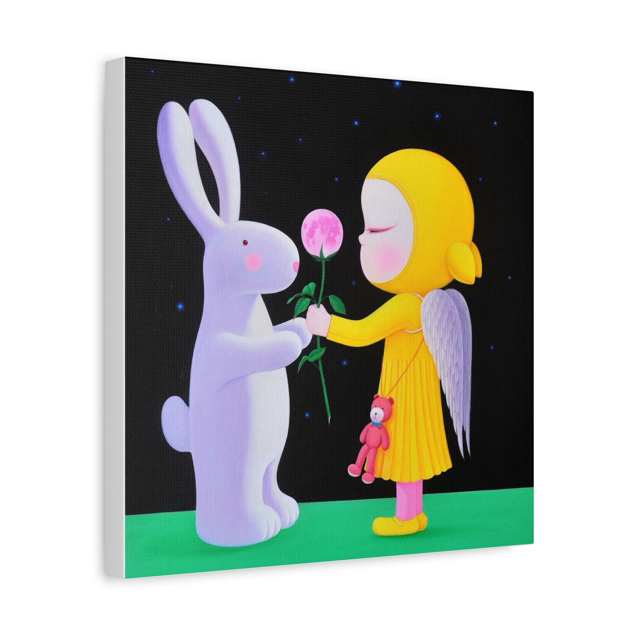 Little Girl with Bunny- Chinese Contemporary artist - Canvas Print - Artwork for kids