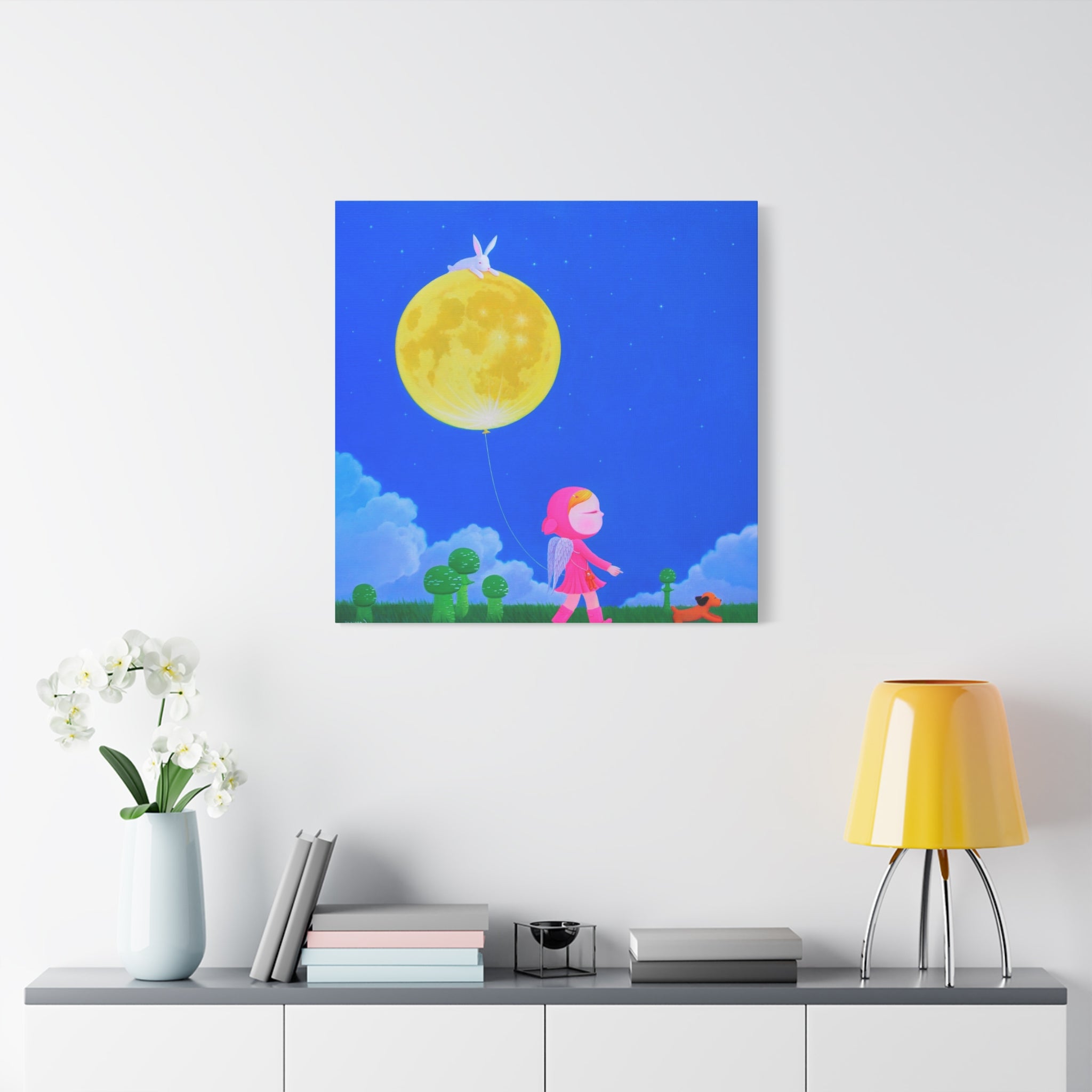 Walking under the moonlight - Chinese Contemporary artist - Canvas Print - Artwork for kids